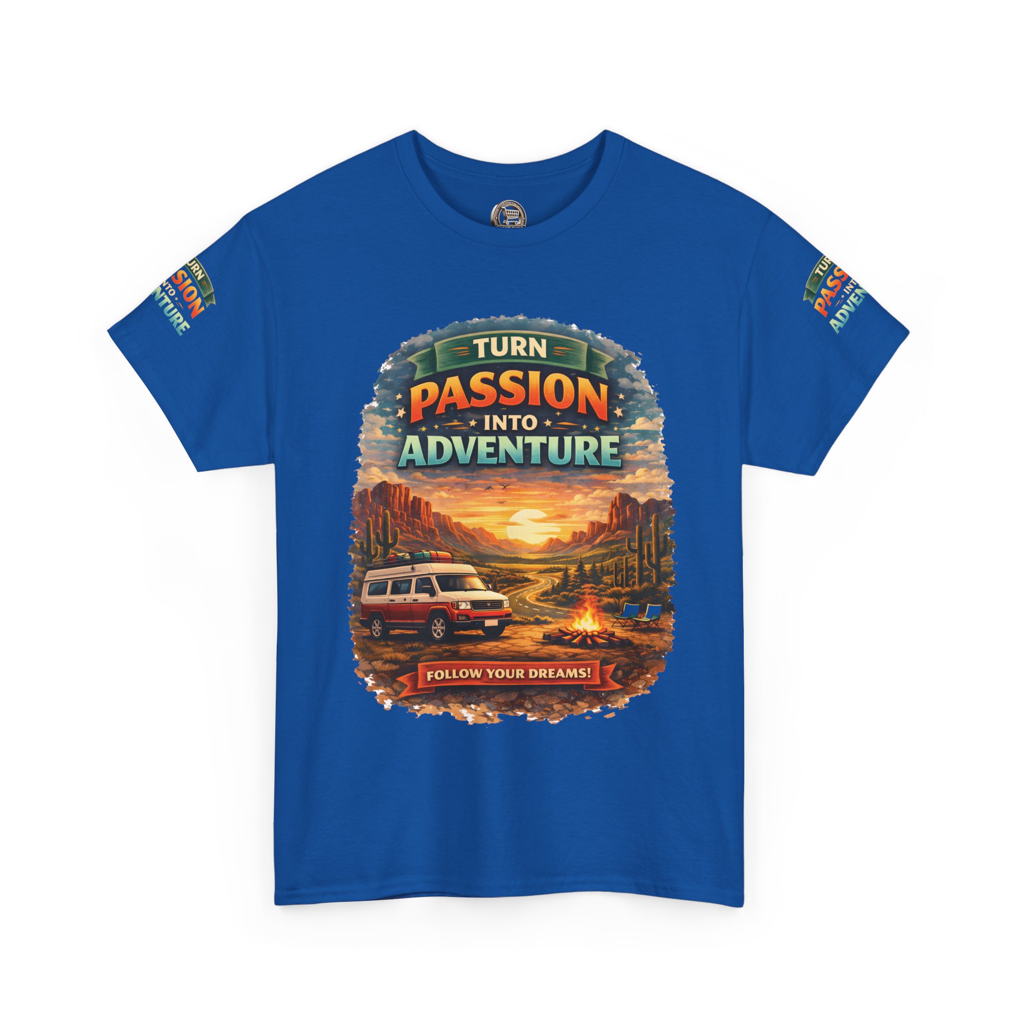 Unisex Heavy Cotton Tee — "Turn Passion Into Adventure" Design Scenic-Line