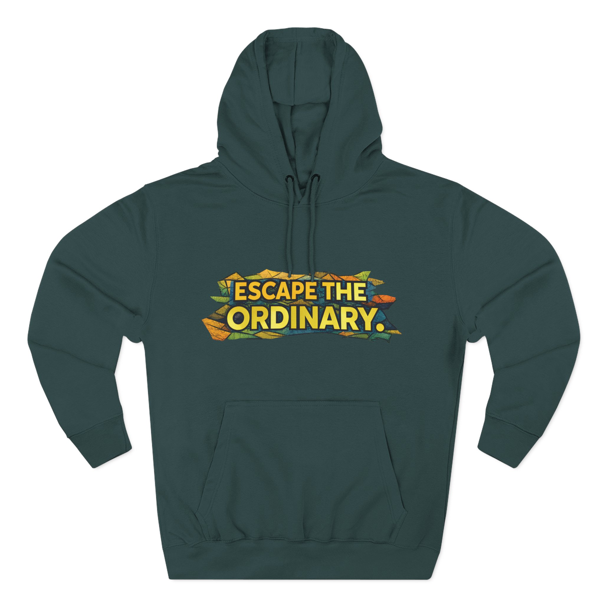 Three-Panel Fleece Hoodie - "Escape The Ordinary" Design Cubic-Line