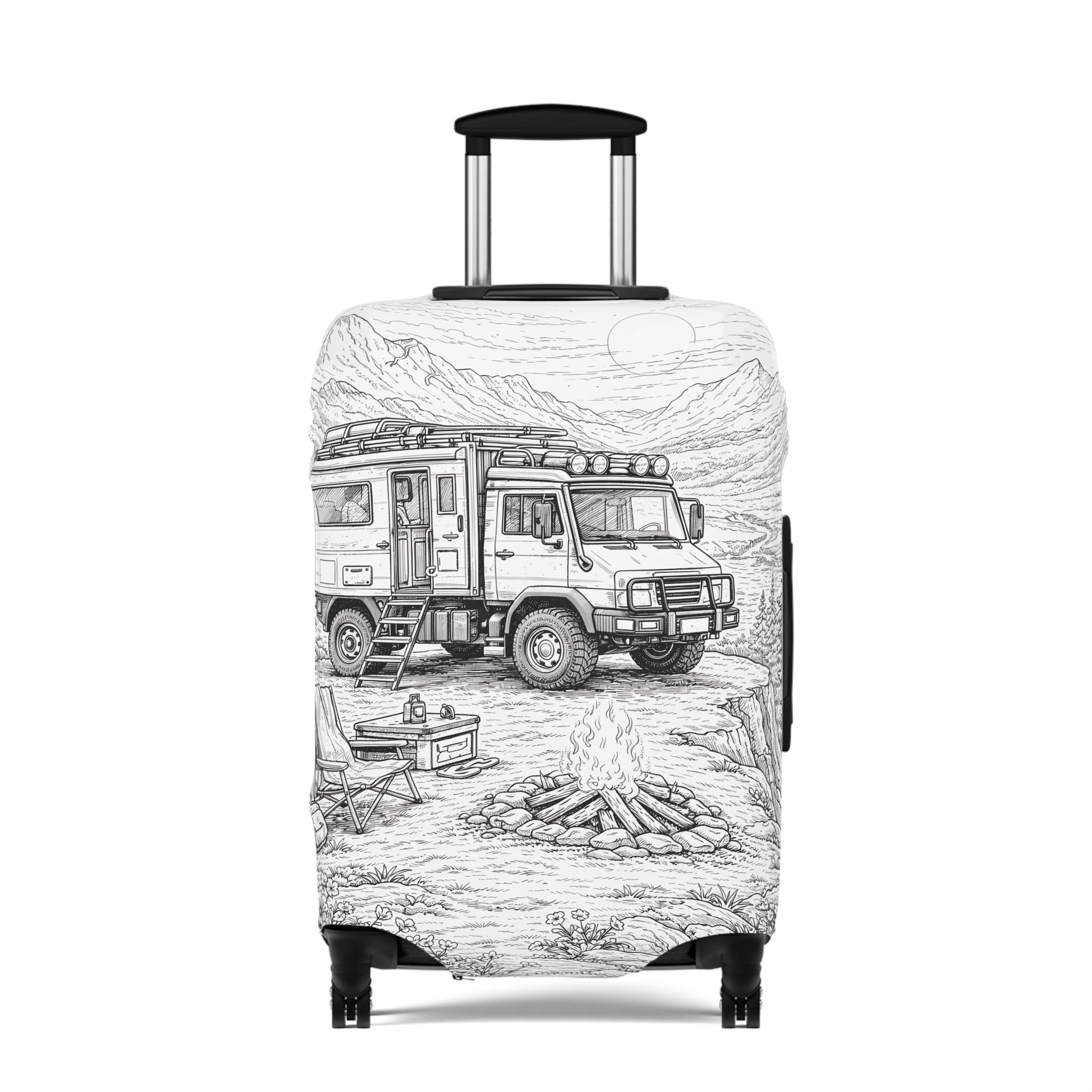Luggage Cover — Adventure Camper Sketch Travel Suitcase