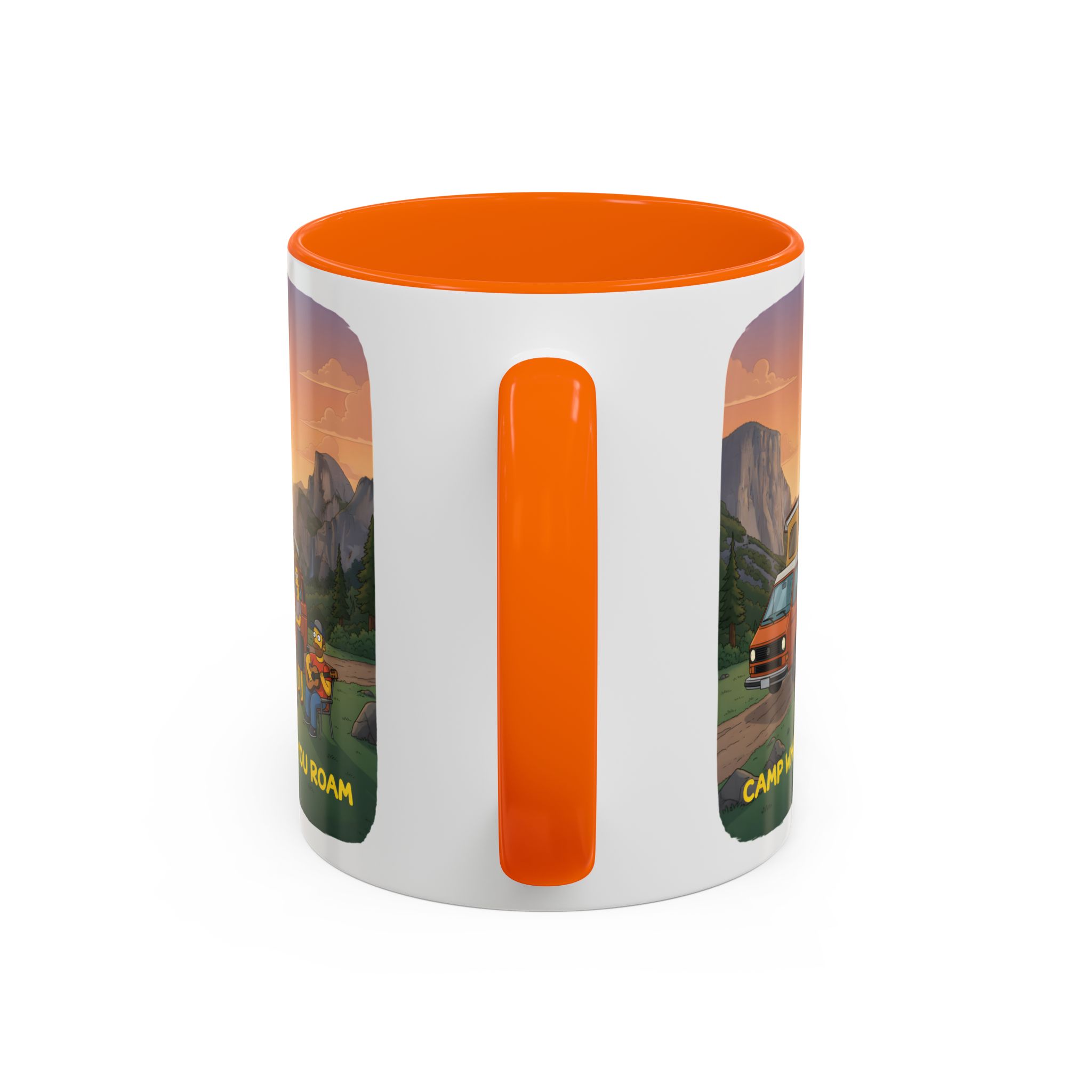 Accent Coffee Mug (11, 15oz) — "Camp Where You Roam" Design Sitcom-Line