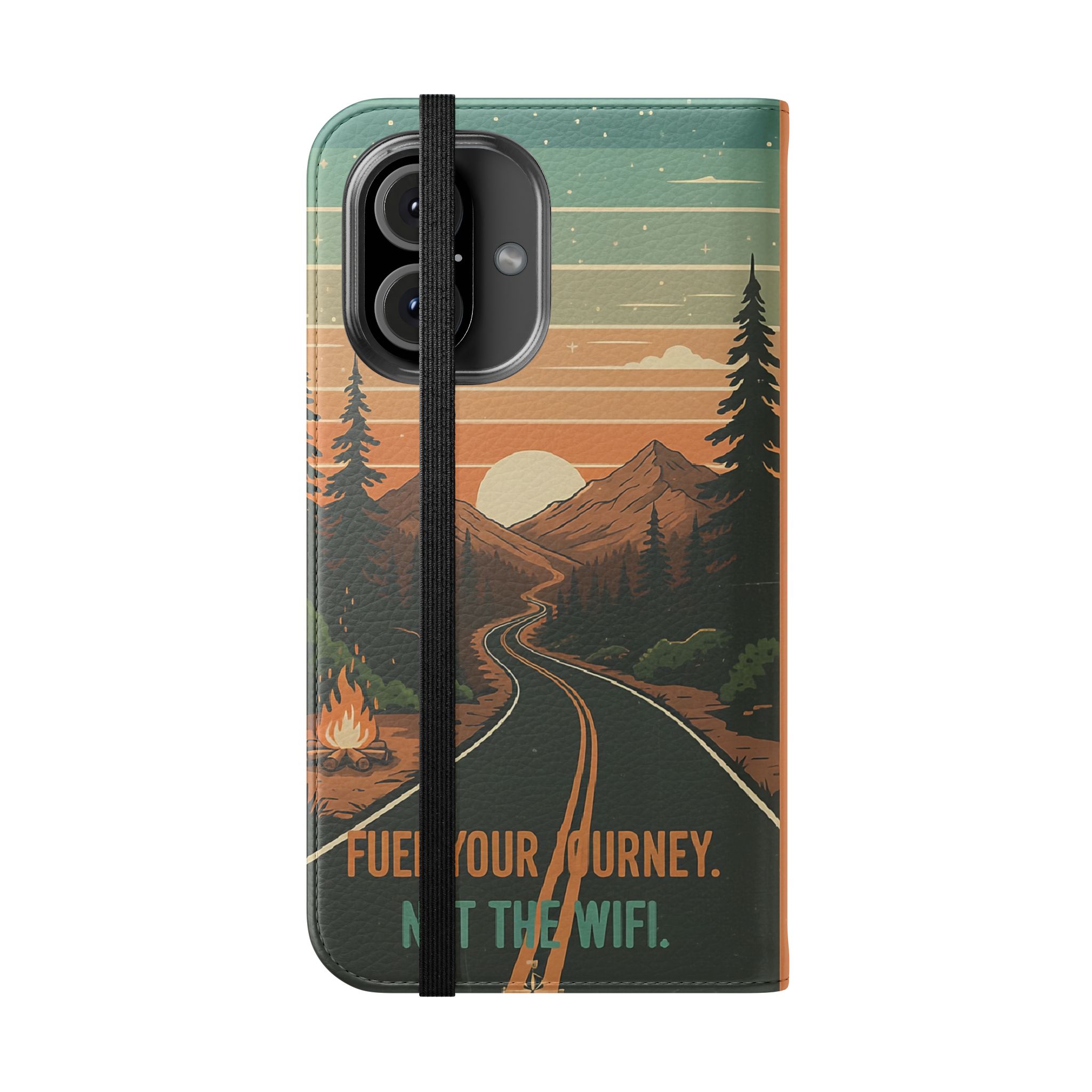 Flip Phone Case — "Adventure Awaits Unplug & Drive" Wallet Case