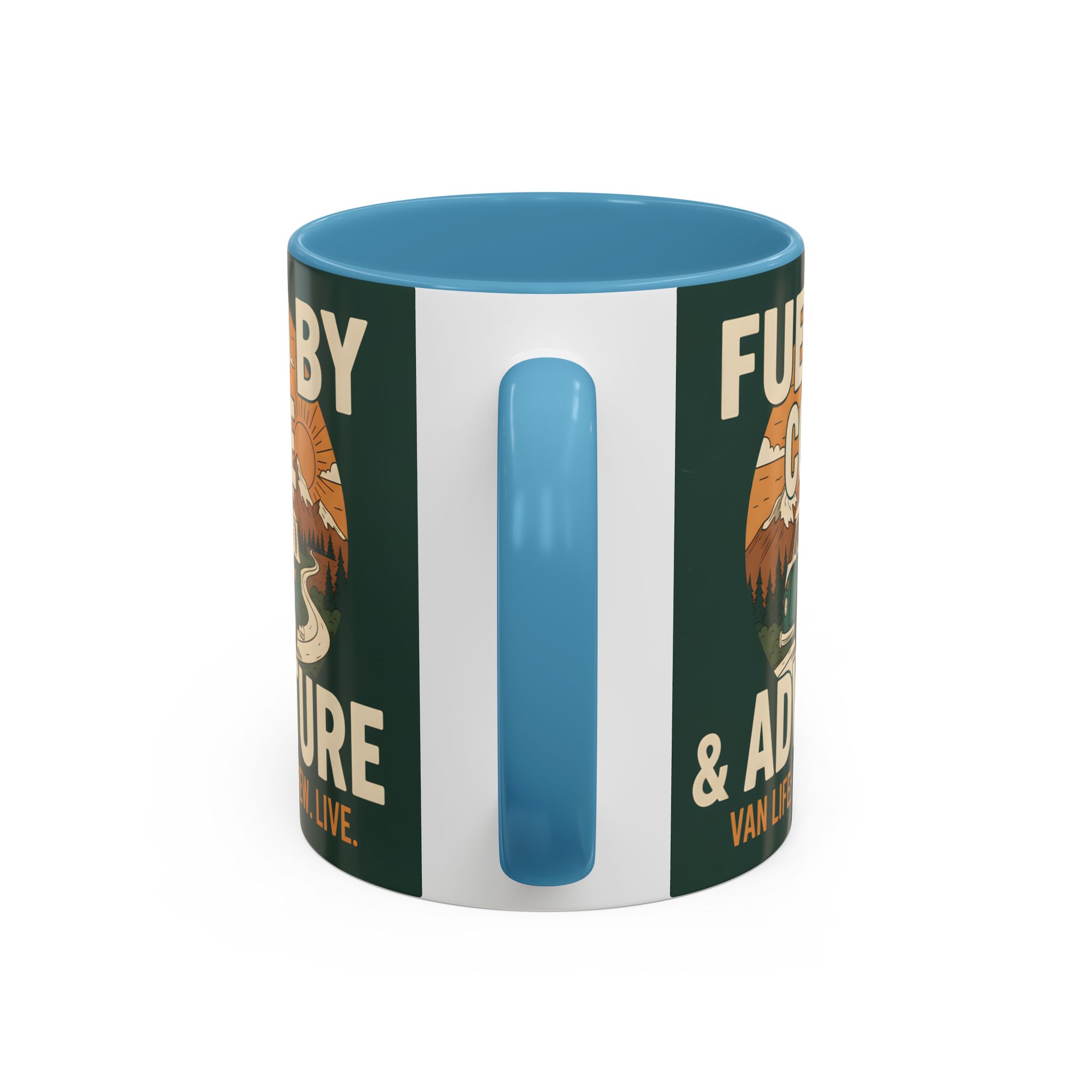 Accent Coffee Mug (11, 15oz) — "Fueled by Coffee & Adventure"