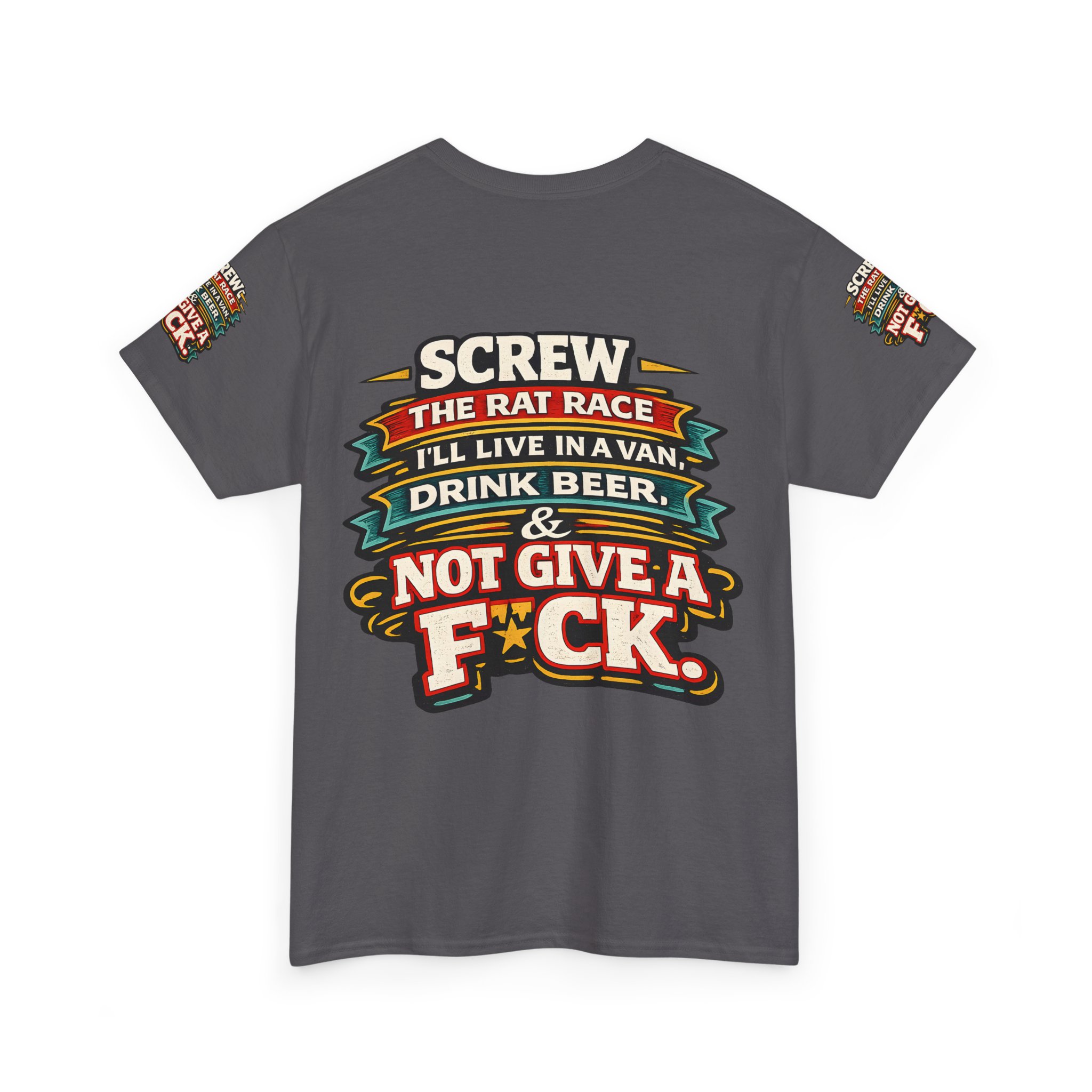 Unisex Heavy Cotton Tee — "Screw The Rat Race" Design F**K-Line