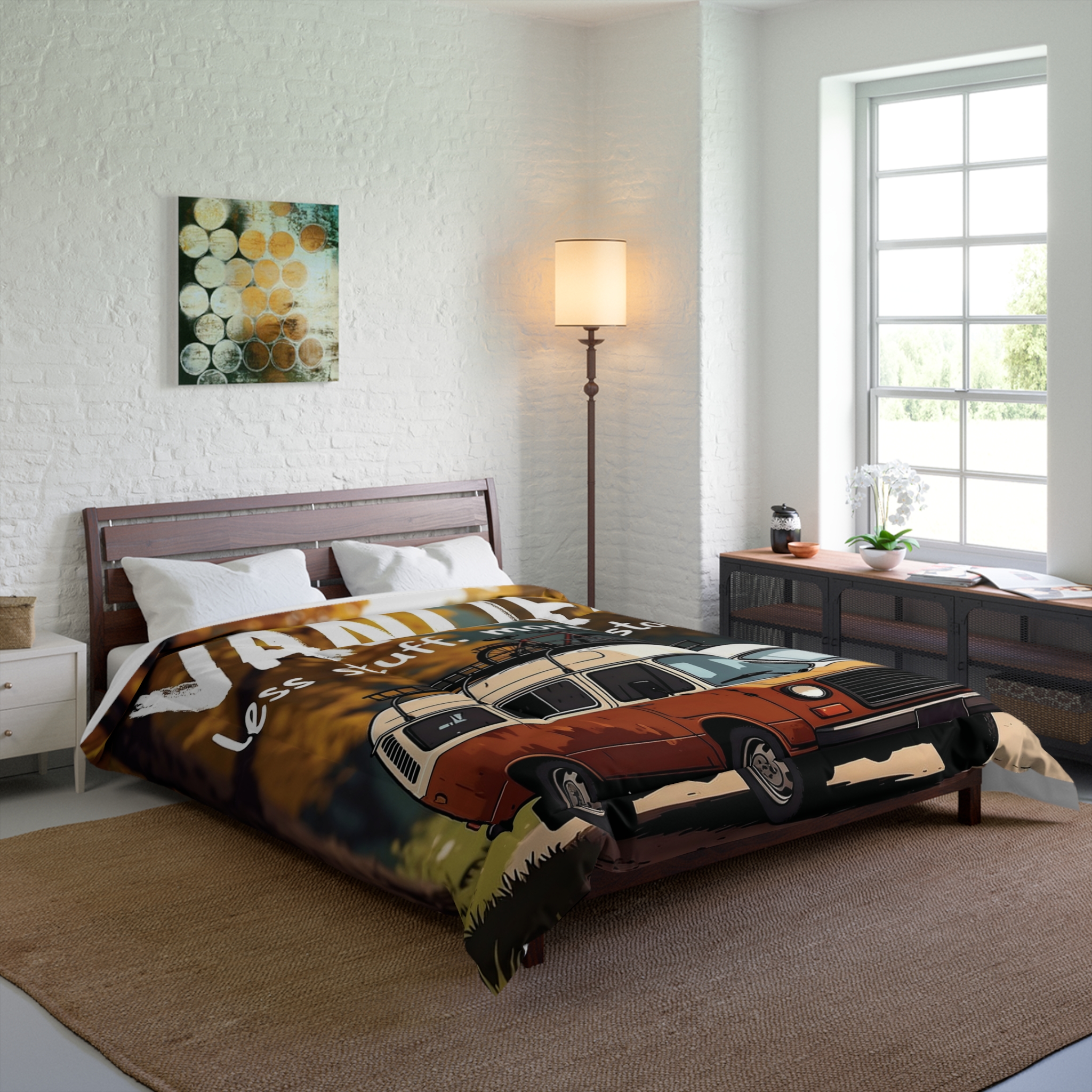 Comforter - Vanlife Retro Camper Comforter: "Vanlife — less stuff, more stories"