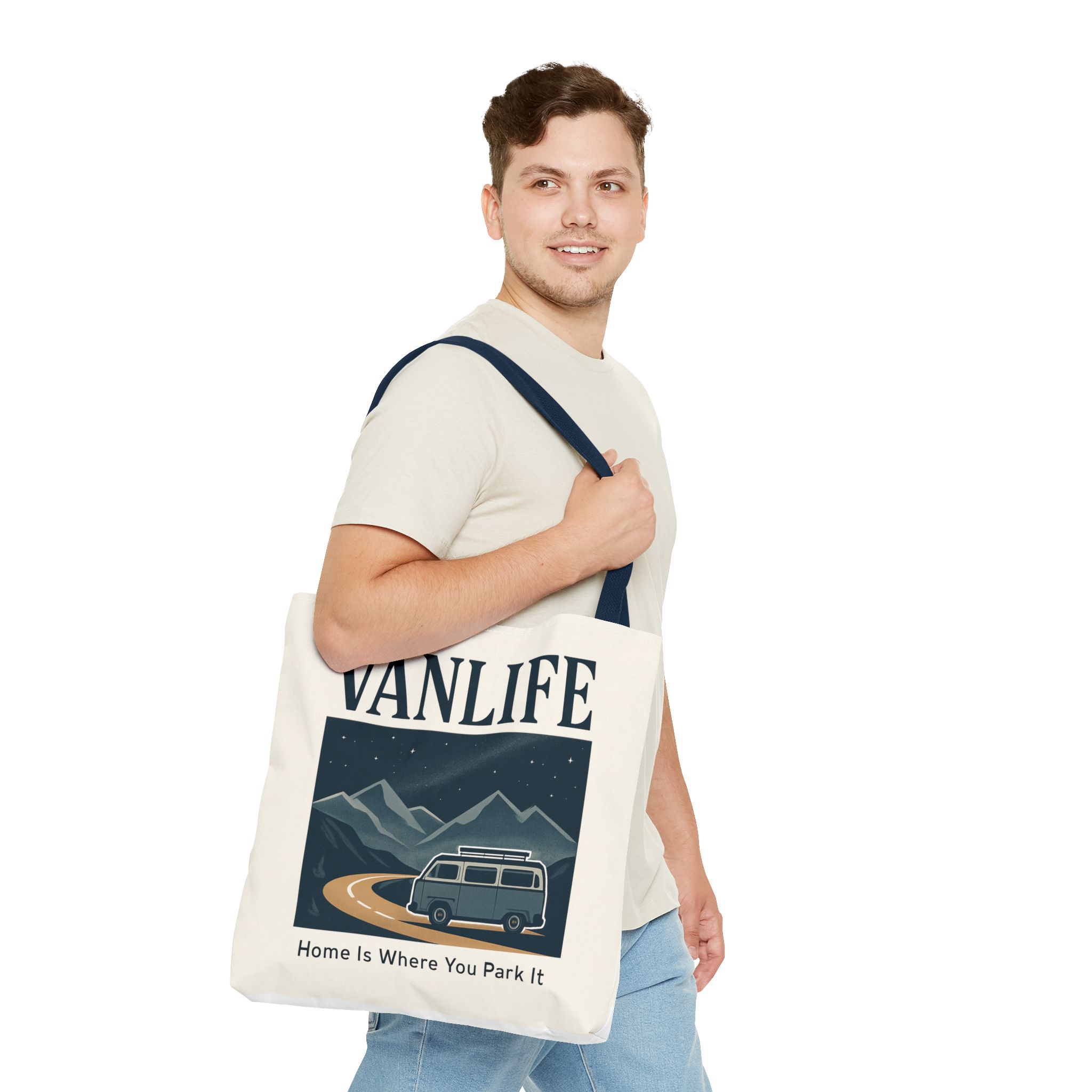 Vanlife Tote Bag — "Vanlife - Home Is Where You Park It" Campervan Beach/Adventure Tote