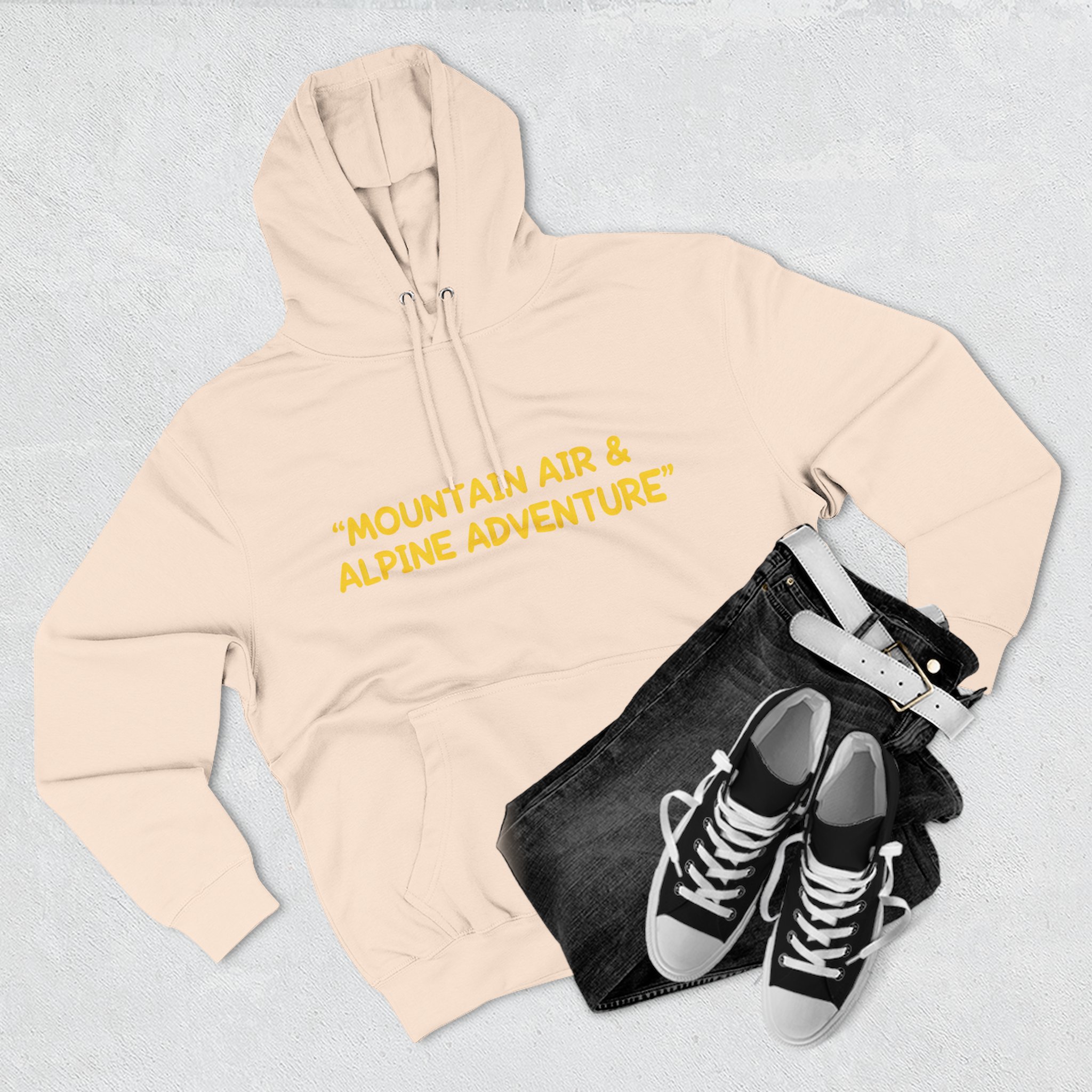 Three-Panel Fleece Hoodie - "Mountain Air-Alpine Adventure" Design Sitcom-Line