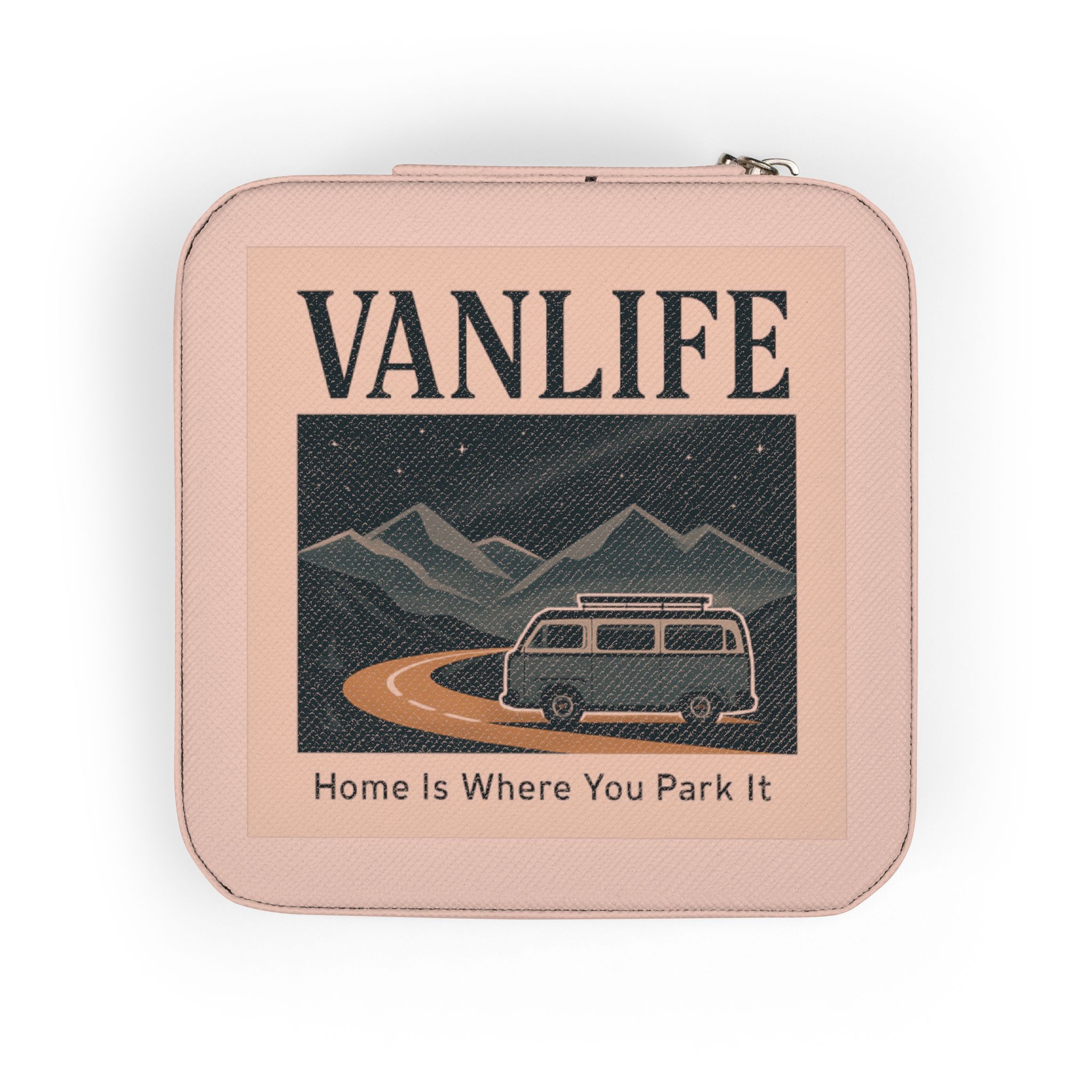 "NEW" Vanlife Jewelry Travel Case – ("Home Is Where You Park It -But The View keep Changing”) Compact Ring & Earring Organizer ("Home Is Where You Park It -But The View keep Changing”)