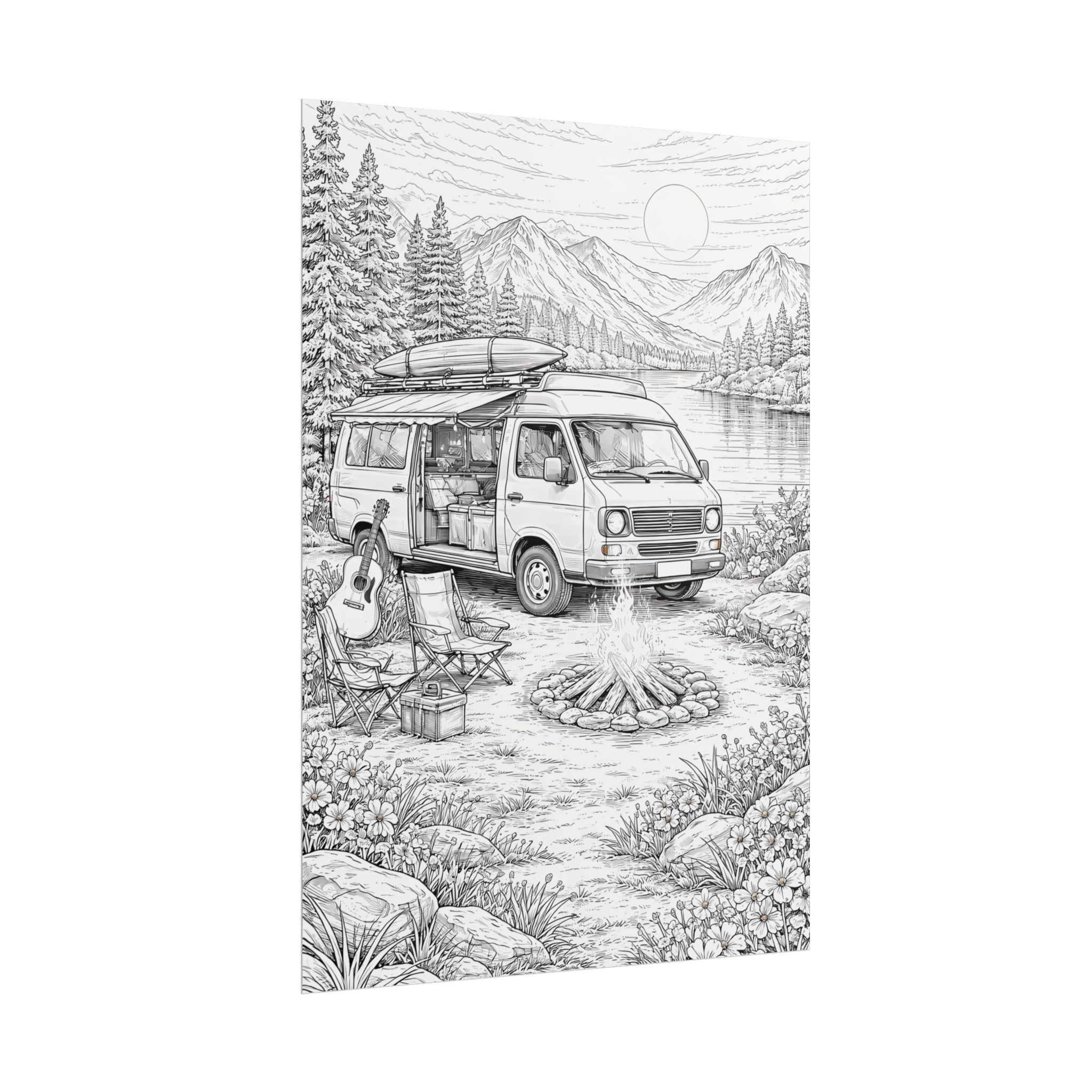 Campervan Poster — Vintage RV Camping Landscape Wall Art