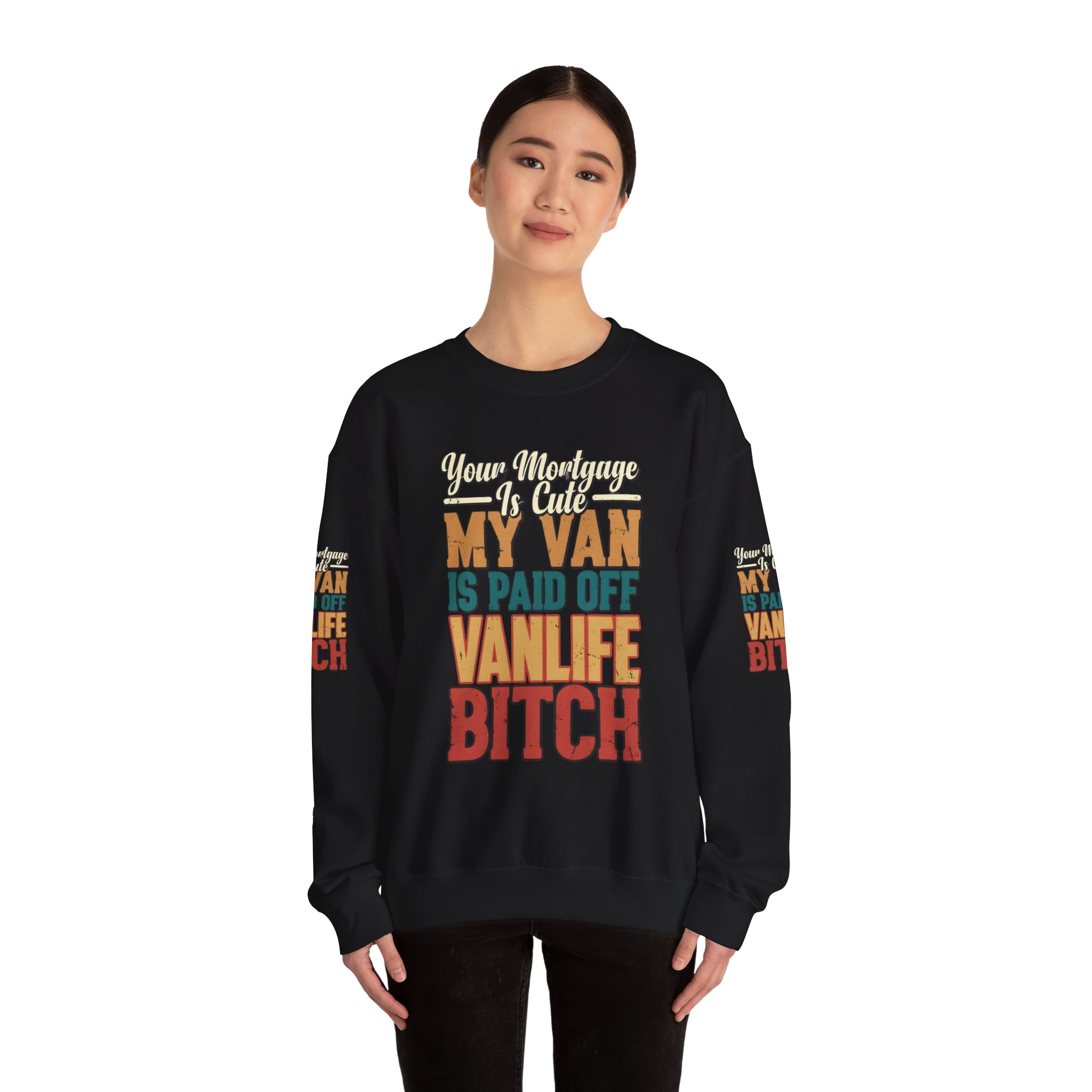Unisex Heavy Blend™ Crewneck Sweatshirt — "Your Mortgage Is Cute" Design F**K-Line