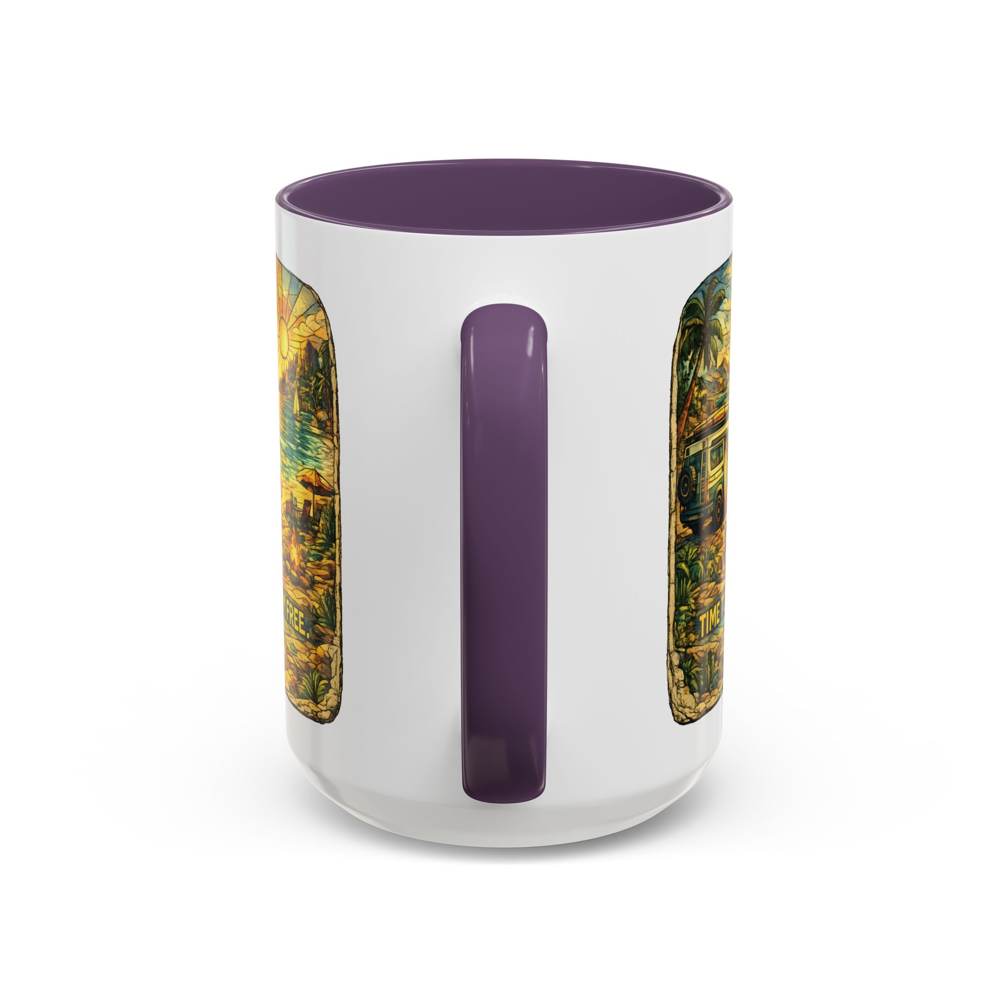 Accent Coffee Mug (11, 15oz) — "Time To Roam Free" Design Cubic-Line