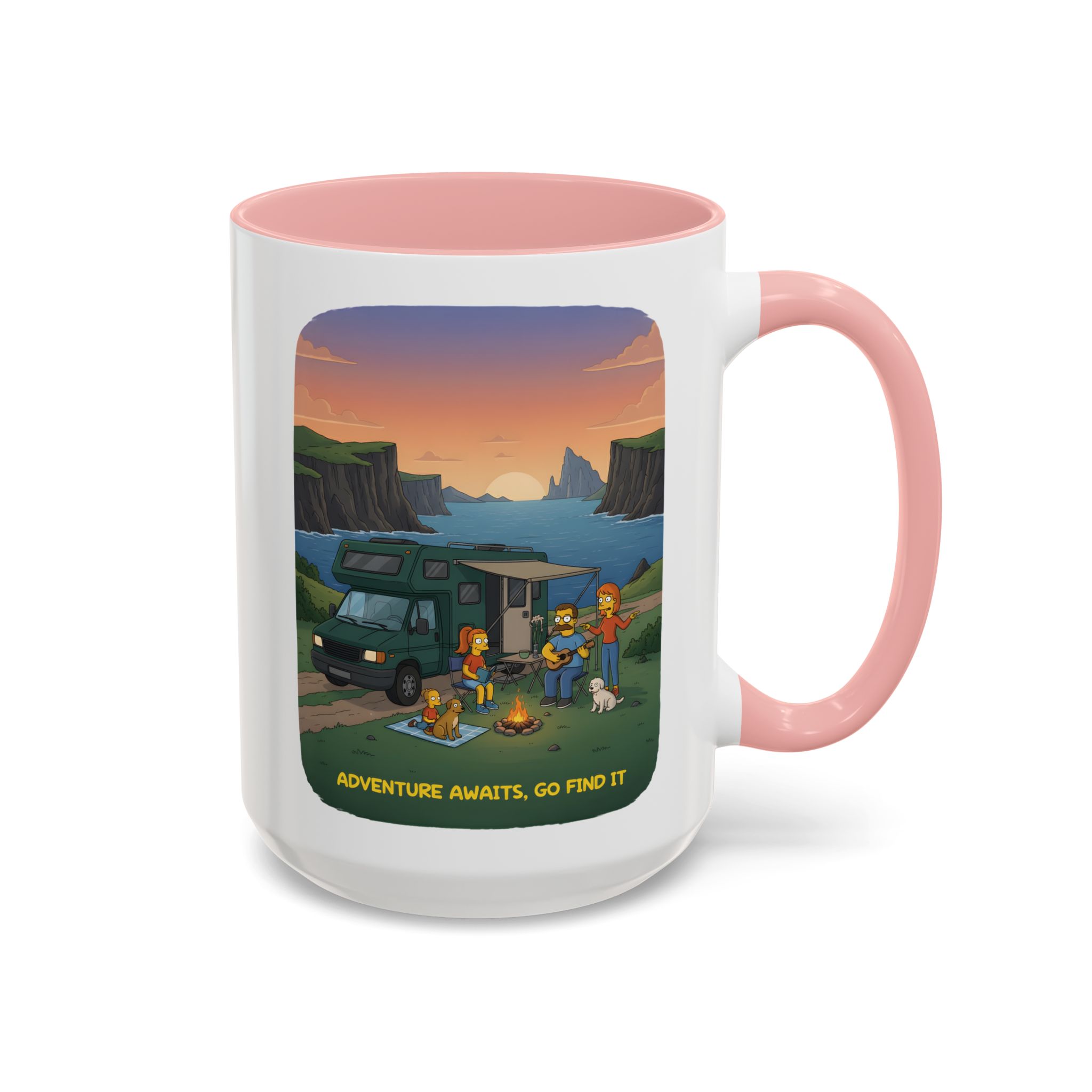 Accent Coffee Mug (11, 15oz) — "Adventure Awaits-Go Find It"" Design Sitcom-Line