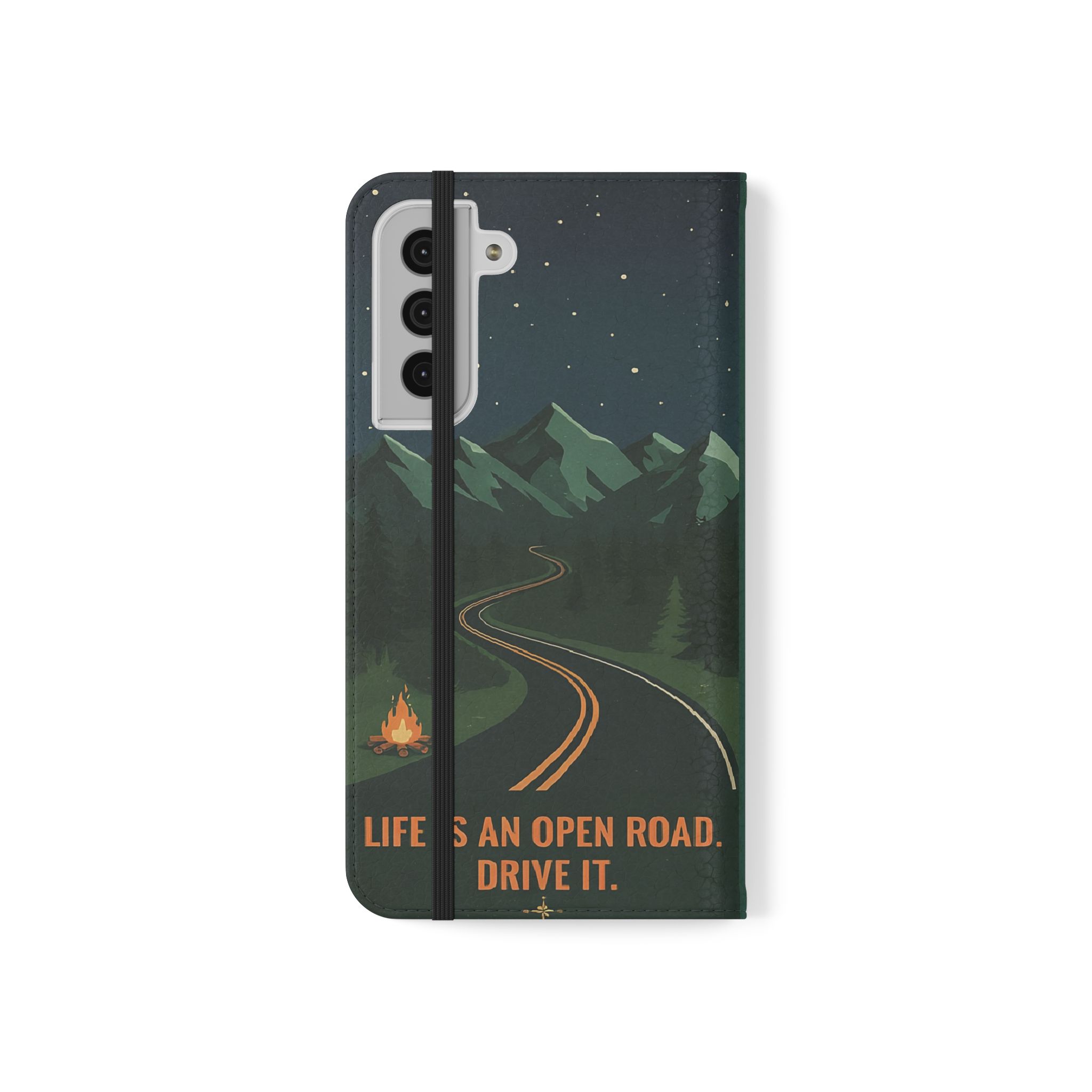 Flip Phone Case — "Roam More Worry Less - Life Is An Open Road" Phone Wallet