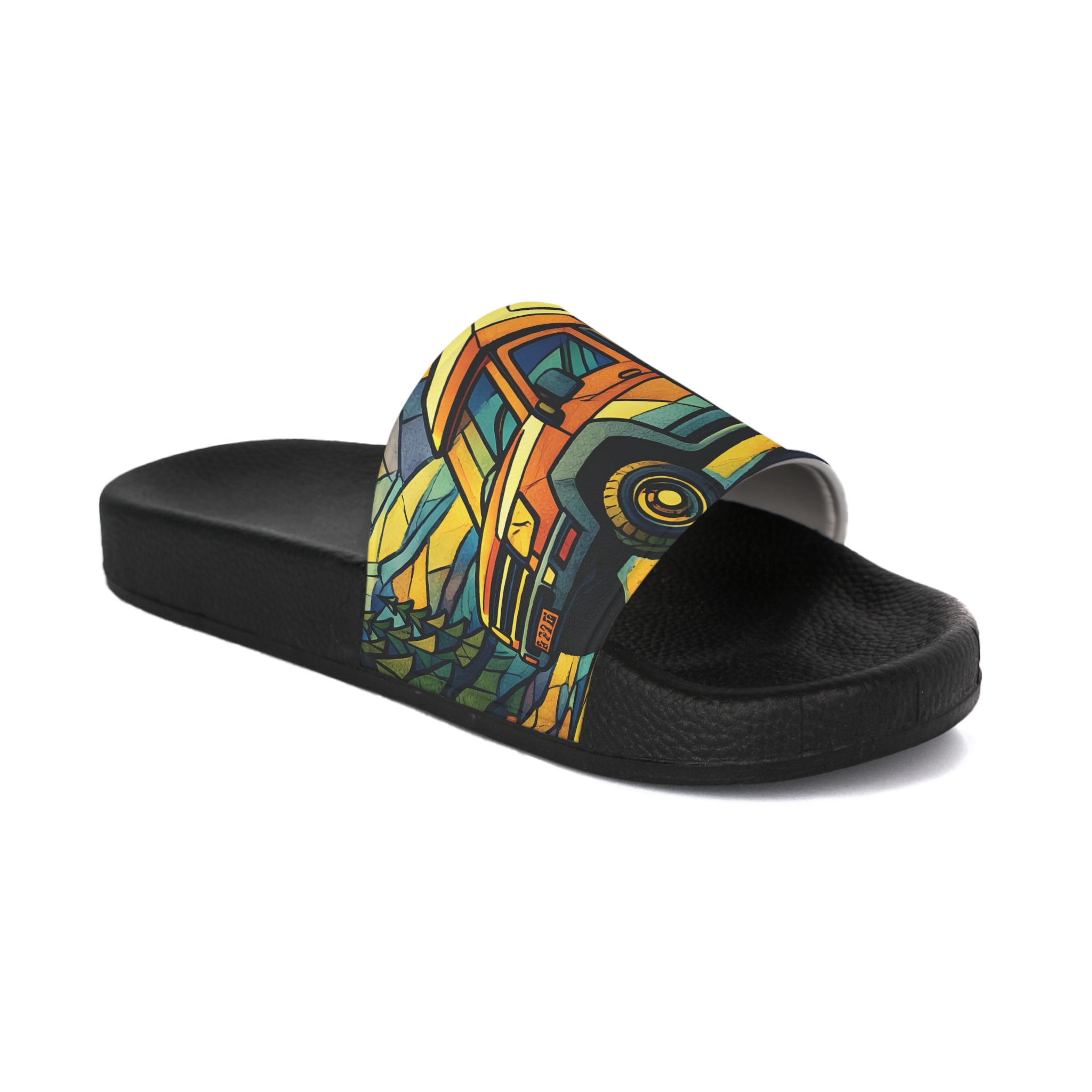 Women's Slide Sandals - Vintage Camper Slides (Cubic-Line)