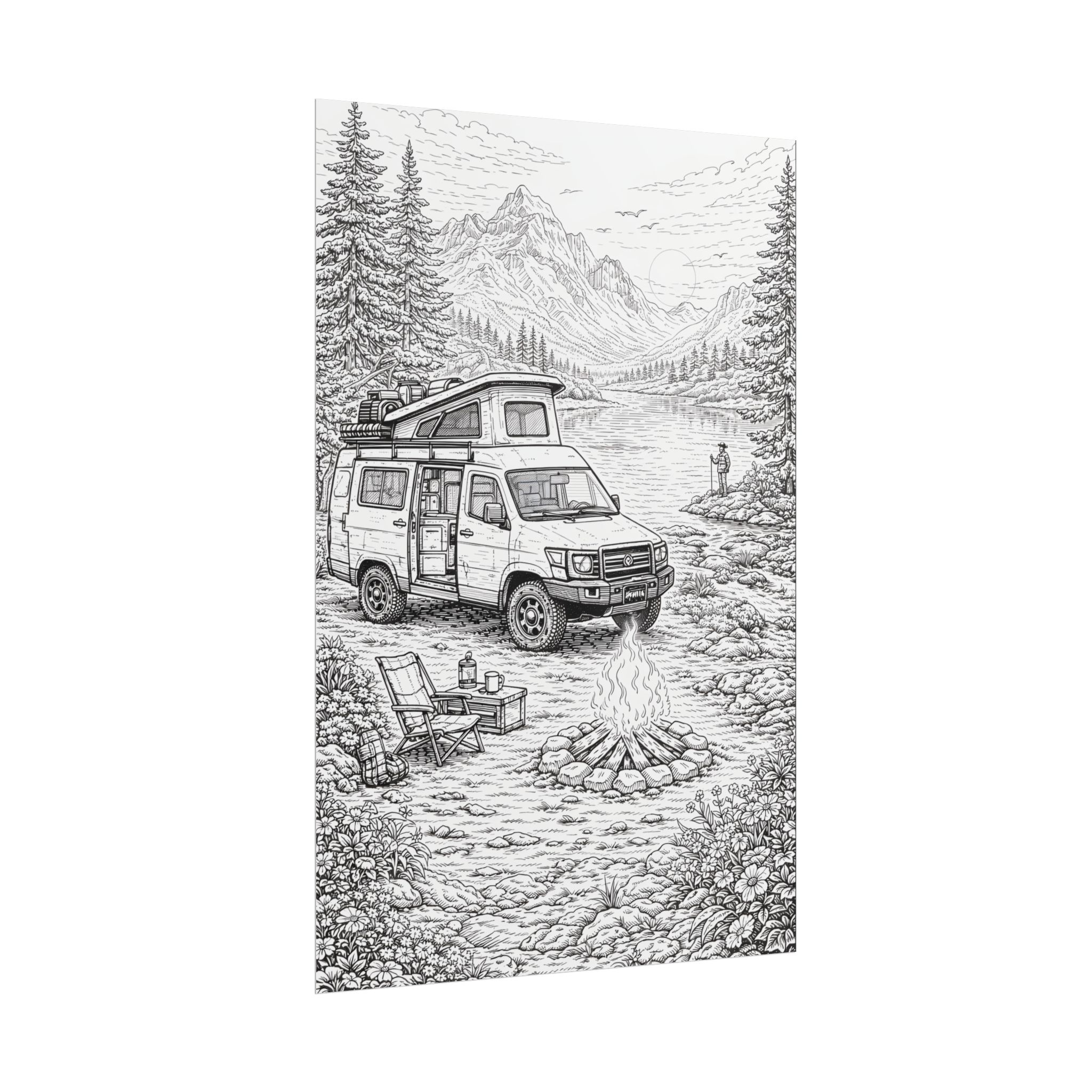 Campervan Poster — Vintage RV Camping Landscape Wall Art