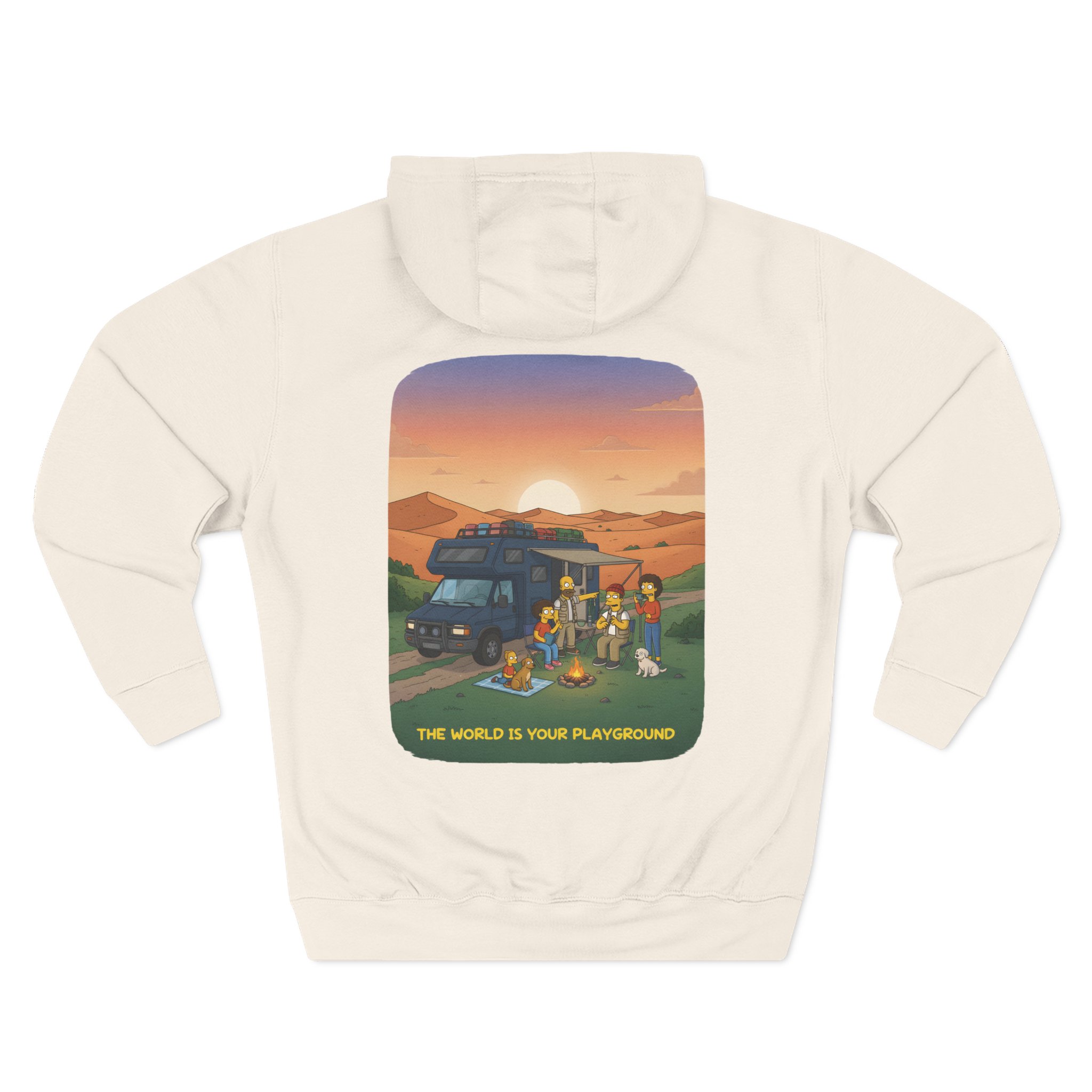 Three-Panel Fleece Hoodie - "The World Is Your playground" Design Sitcom-Line