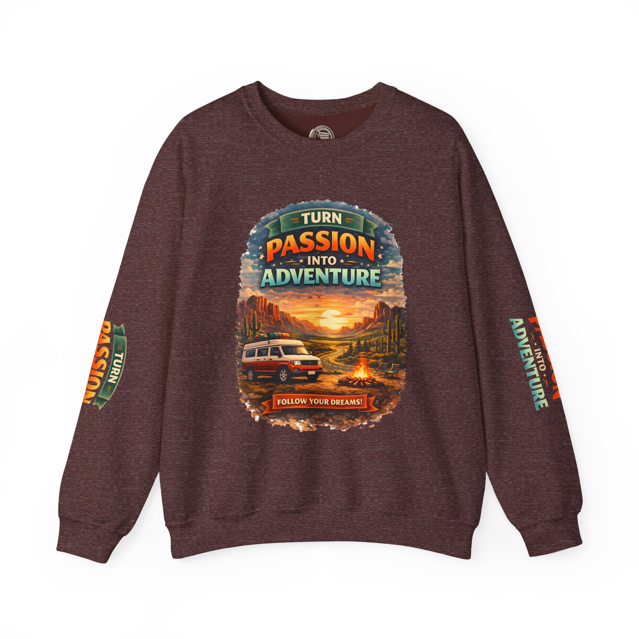 Unisex Heavy Blend™ Crewneck Sweatshirt — "Turn Passion Into Adventure" Design Scenic-Line
