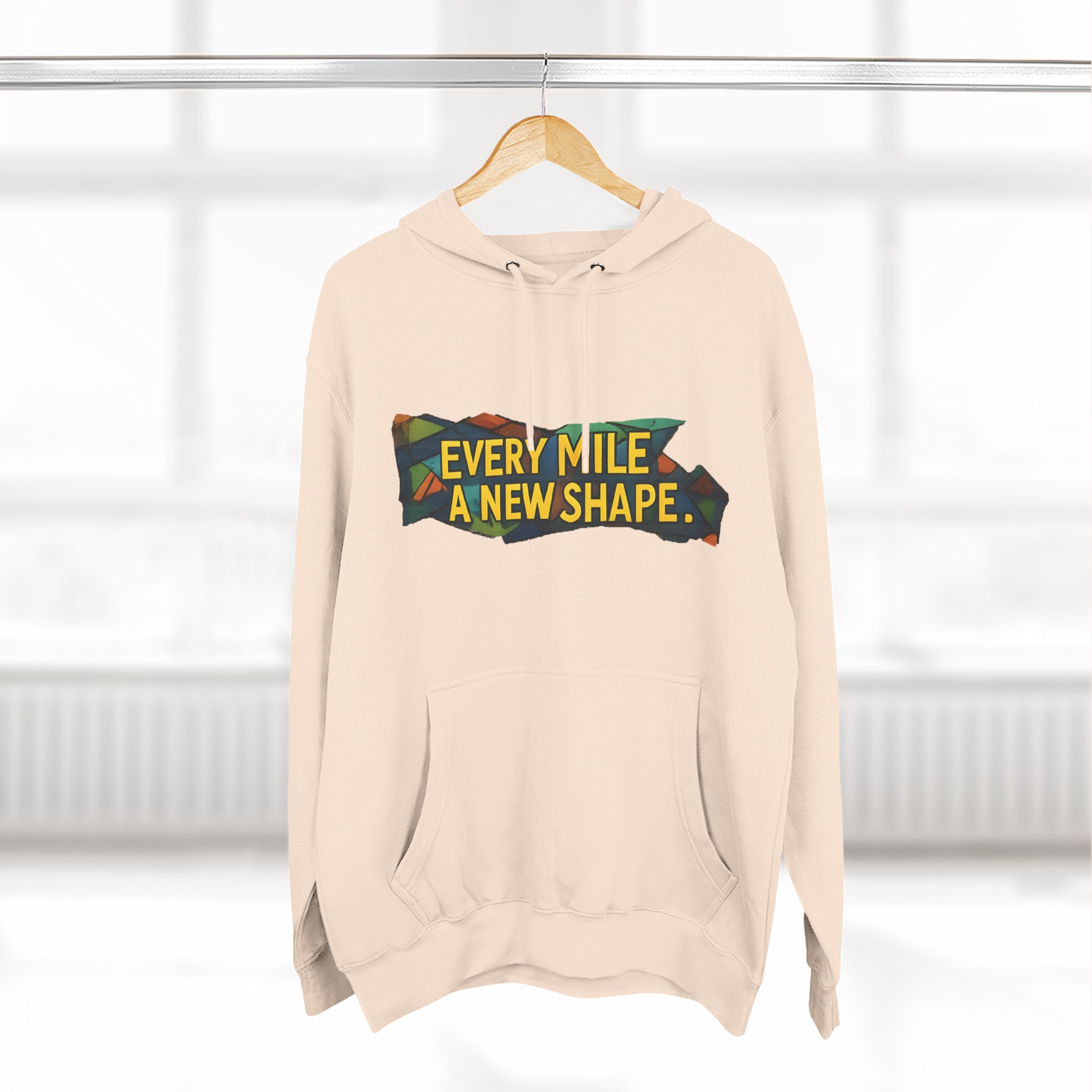 Three-Panel Fleece Hoodie - "Every Mile A New Shape" Design Cubic-Line