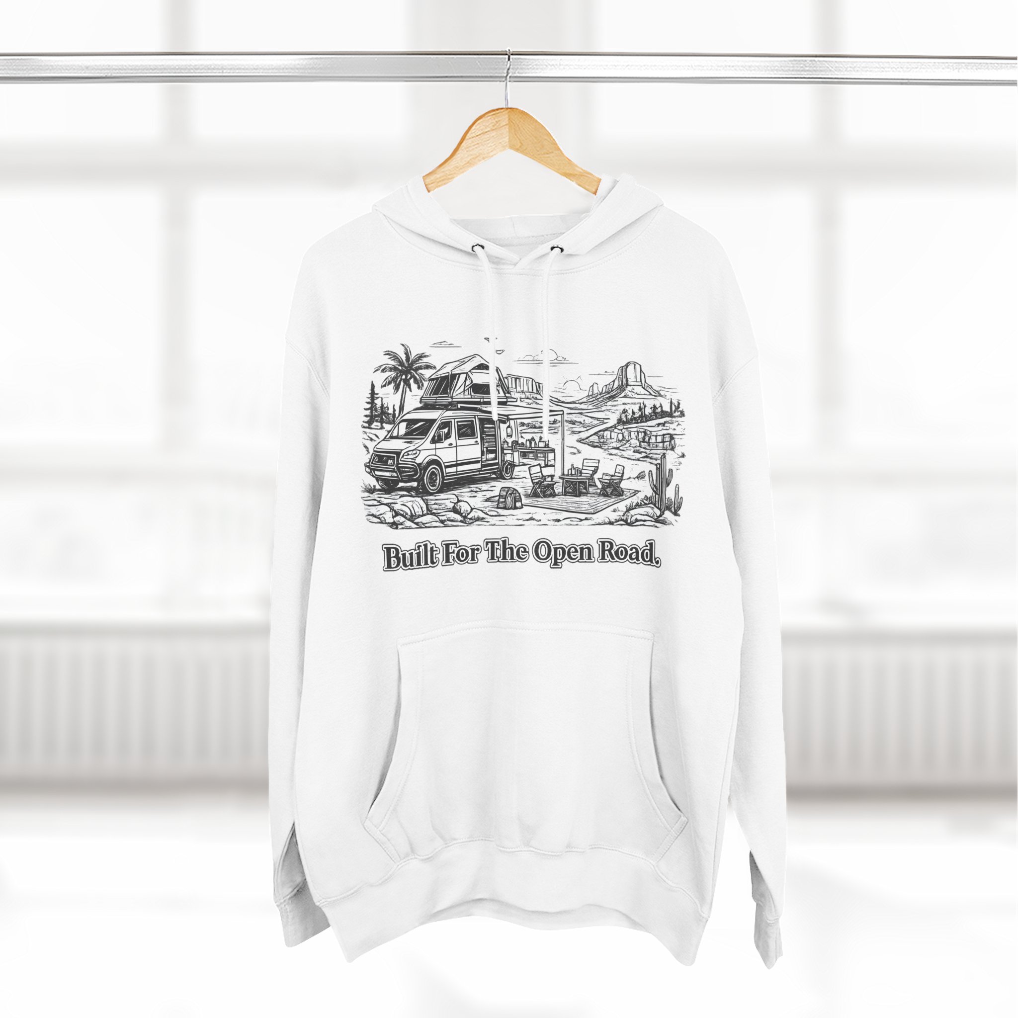14099319655188844751_2048.jpeg Three-Panel Fleece Hoodie - "Built For The Open Road" Design Minimal-Line