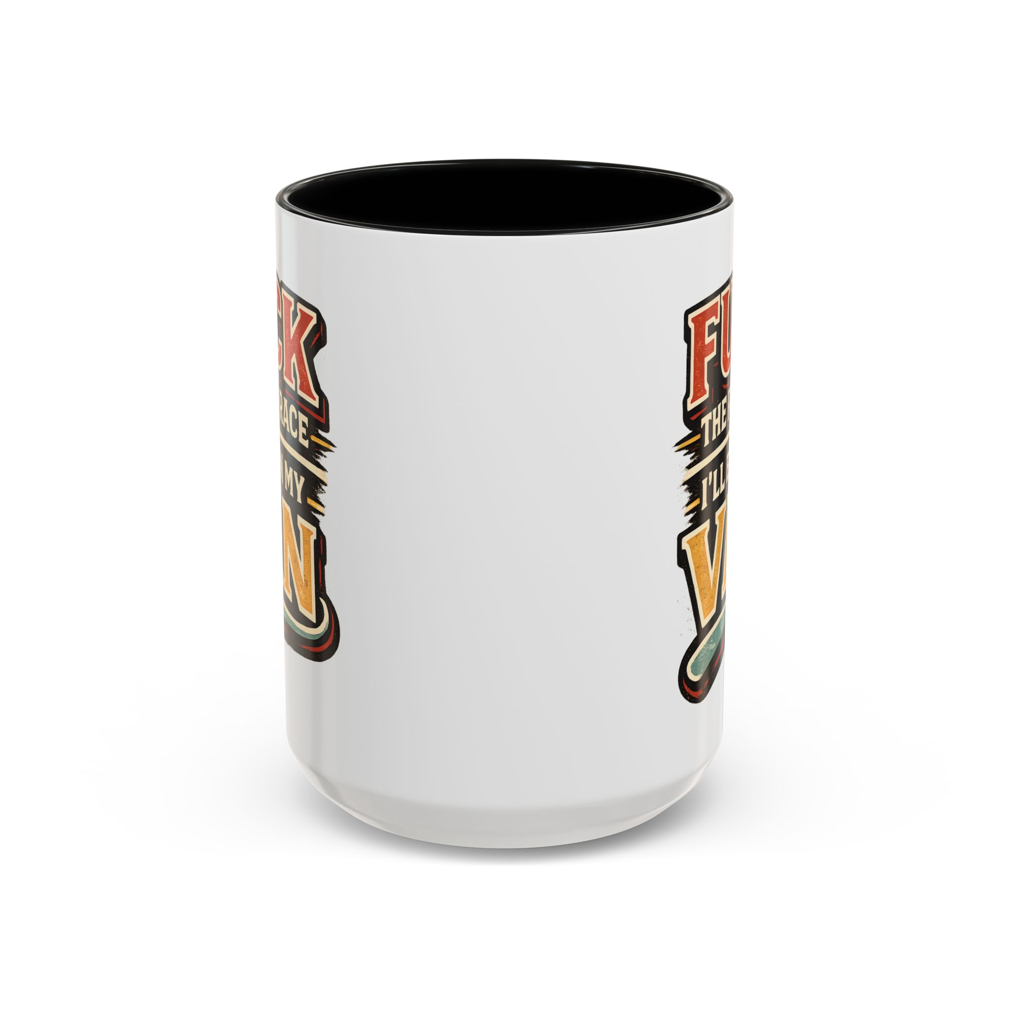Accent Coffee Mug (11, 15oz) — "Fuck The Rat Race" Design F**K-Line