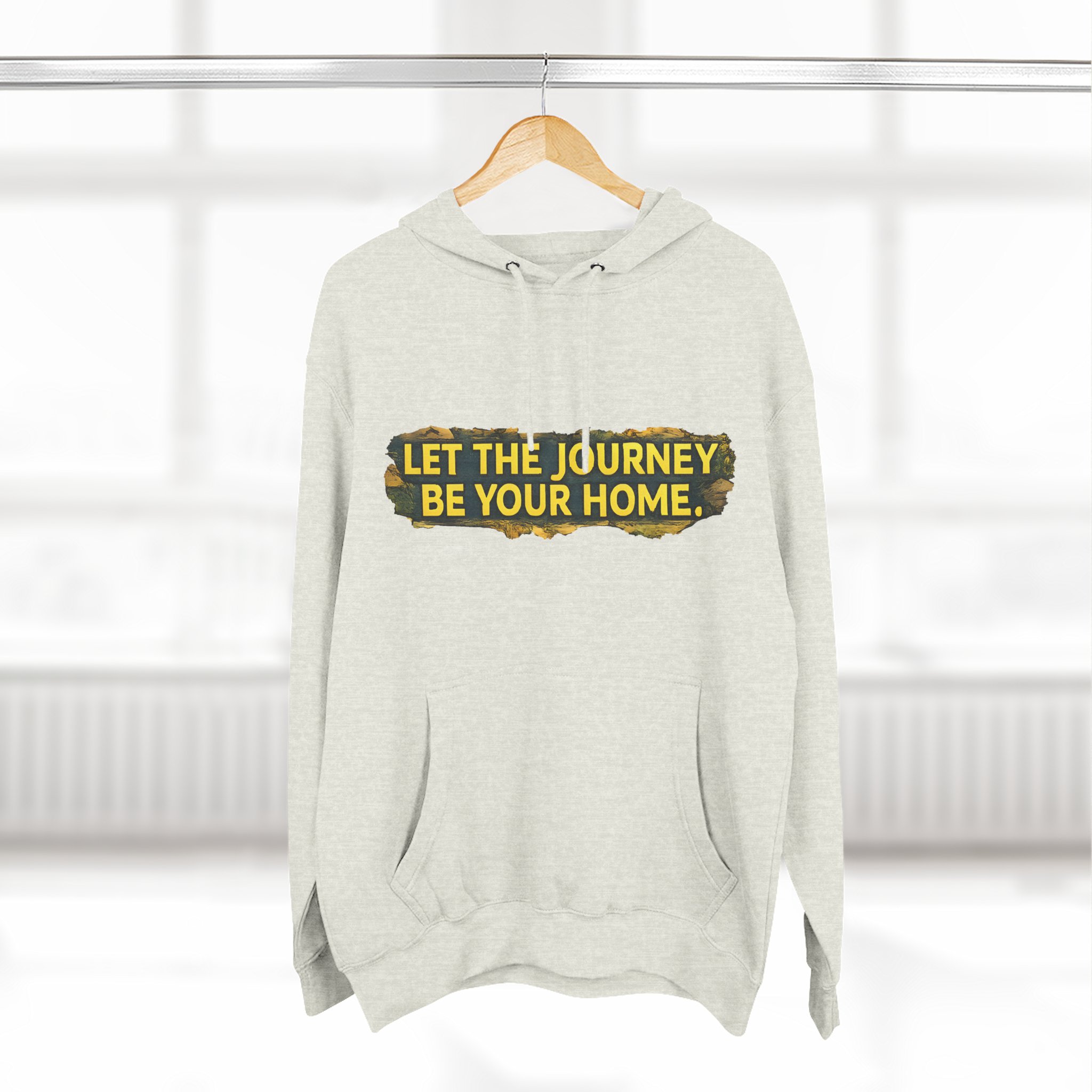 Three-Panel Fleece Hoodie - "Let The Journey Be Your Home" Design Cubic-Line
