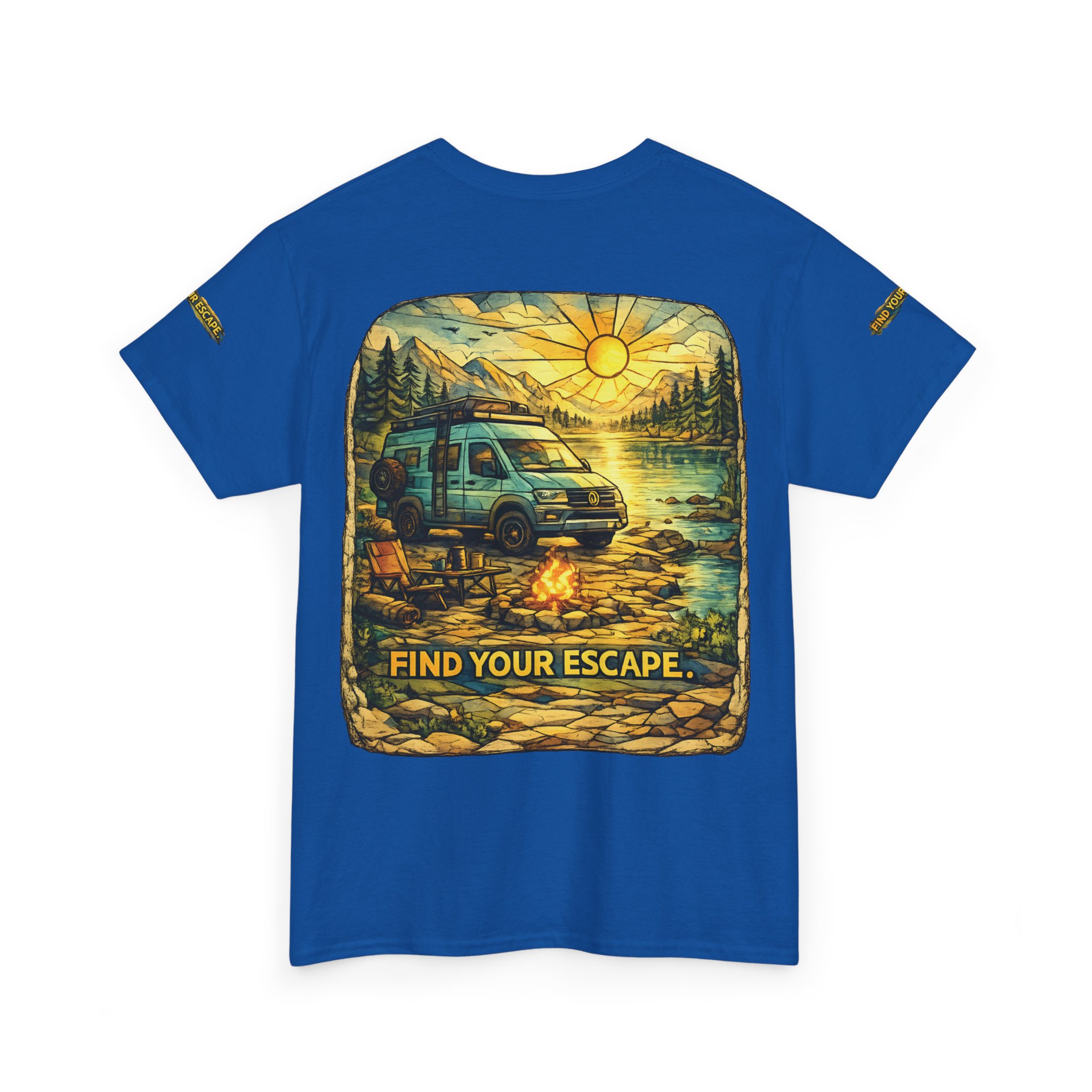 Unisex Heavy Cotton Tee — "Find Your Escape" Design Cubic-Line