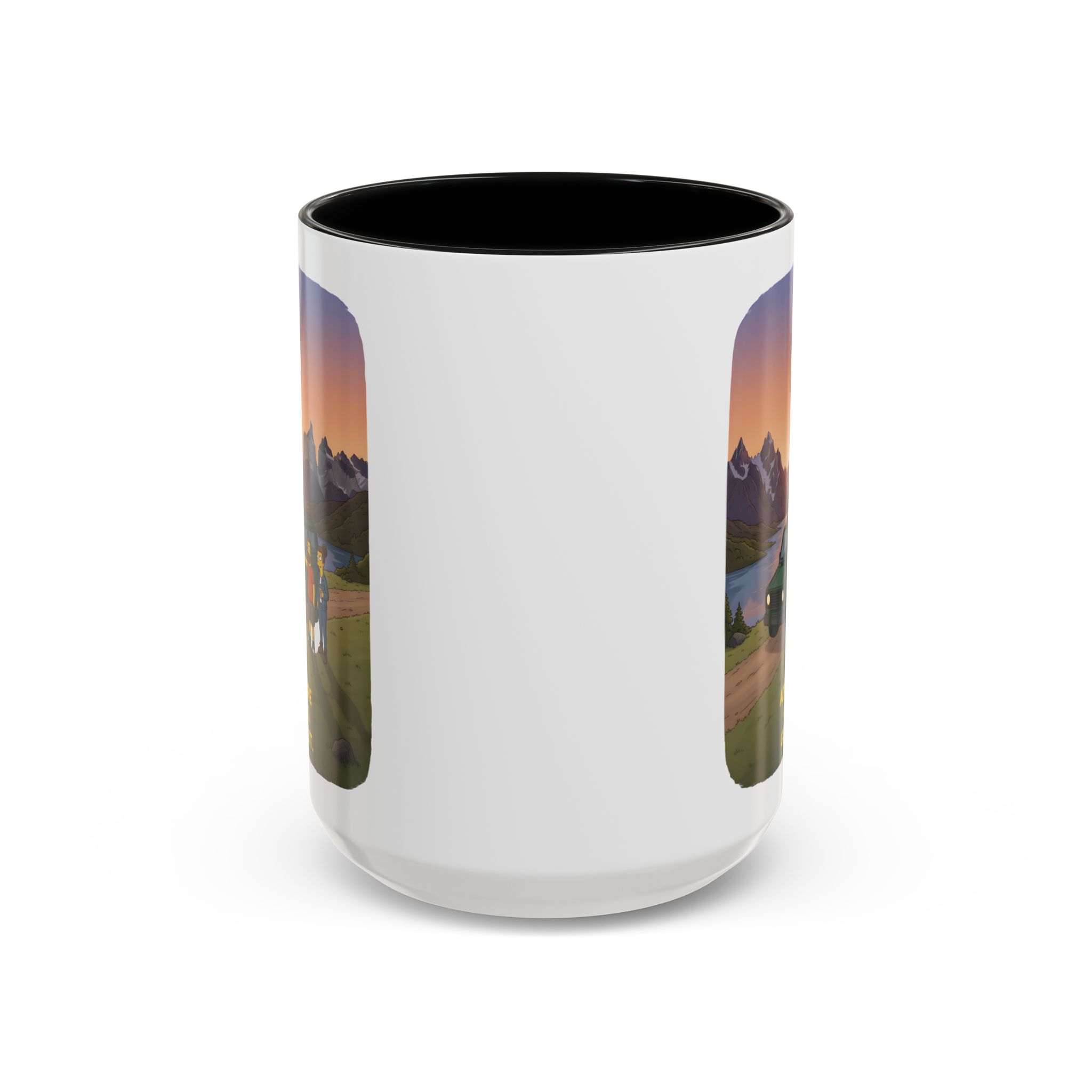 Accent Coffee Mug (11, 15oz) — "Adventure Awaits-Go Find It" Design Sitcom-Line