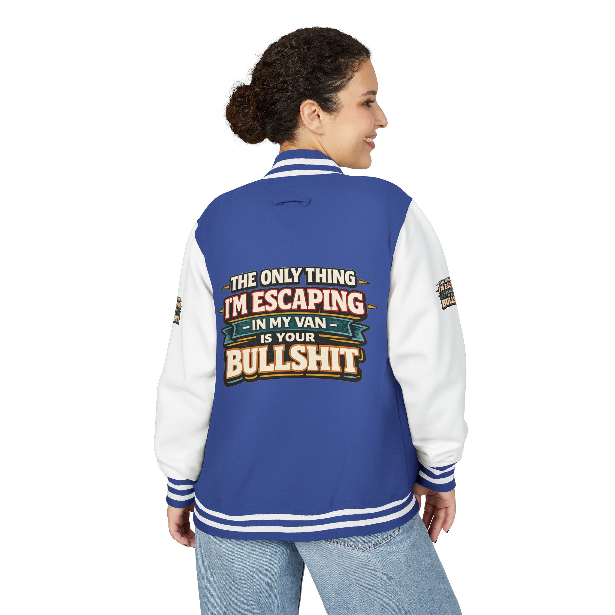 Unisex Heavyweight Letterman Jacket — "The Only Thing I´m Escaping" Design F**K-Line