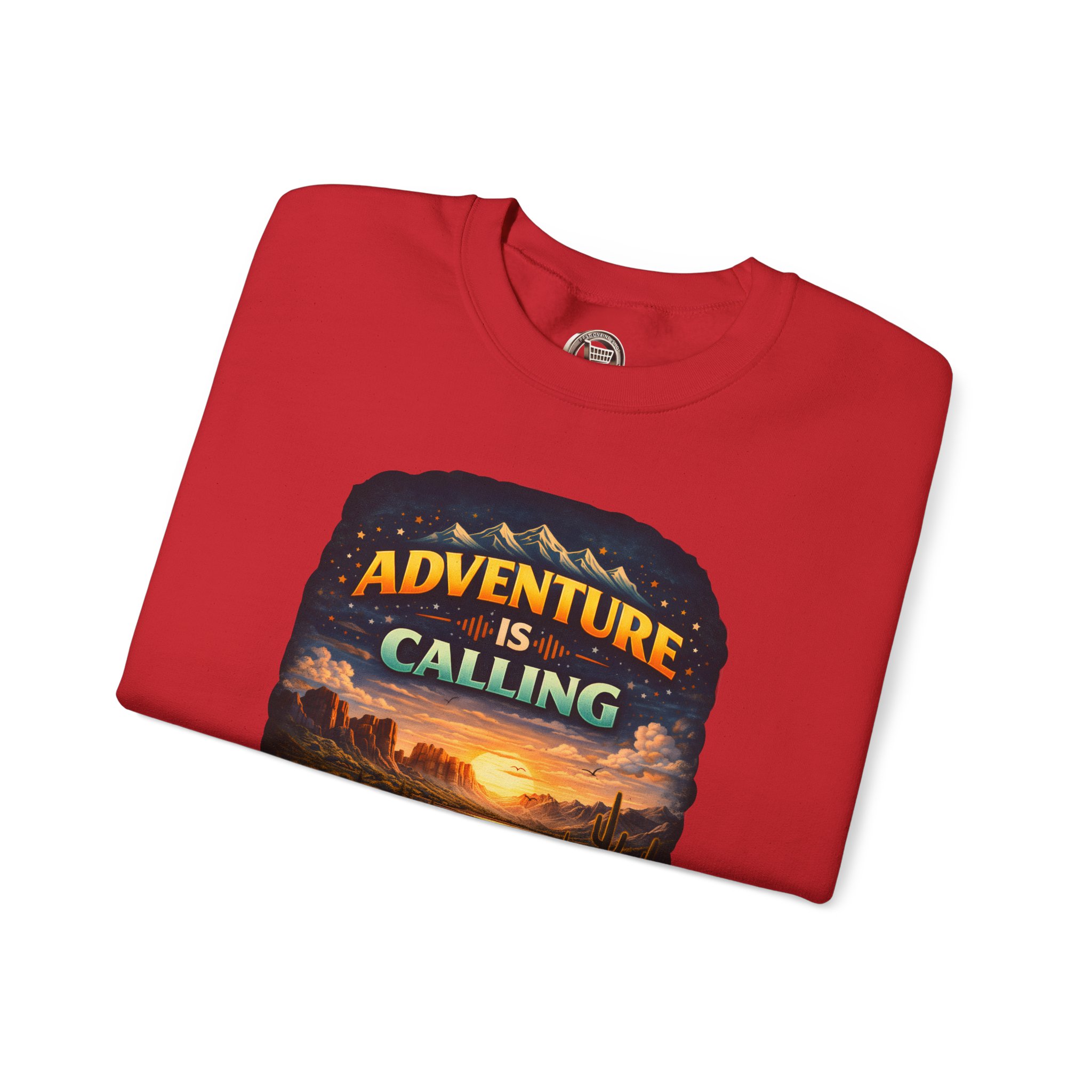 Unisex Heavy Blend™ Crewneck Sweatshirt — "Adventure Is Calling" Design Scenic-Line