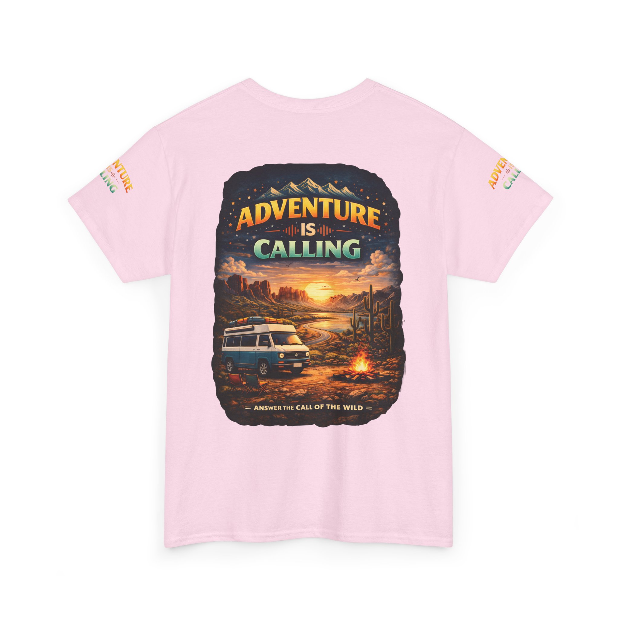Unisex Heavy Cotton Tee — "Adventure Is Calling" Design Scenic-Line