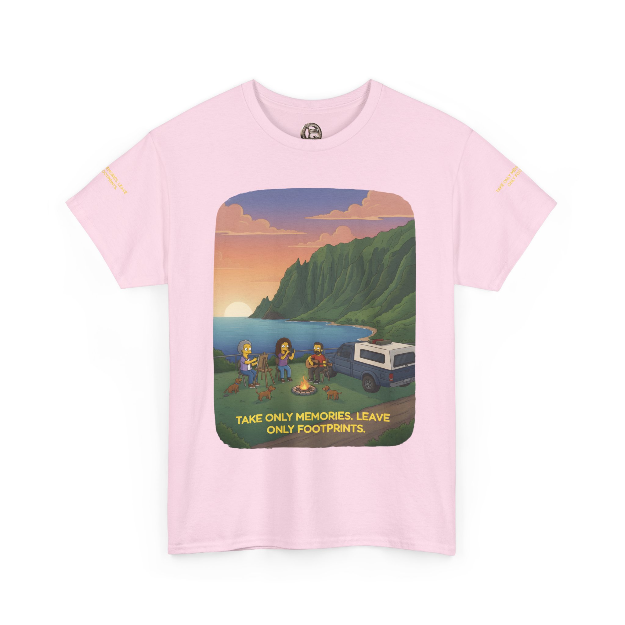 Unisex Heavy Cotton Tee — "Take Only Memories-Leave Only Footprints" Design Sitcom-Line