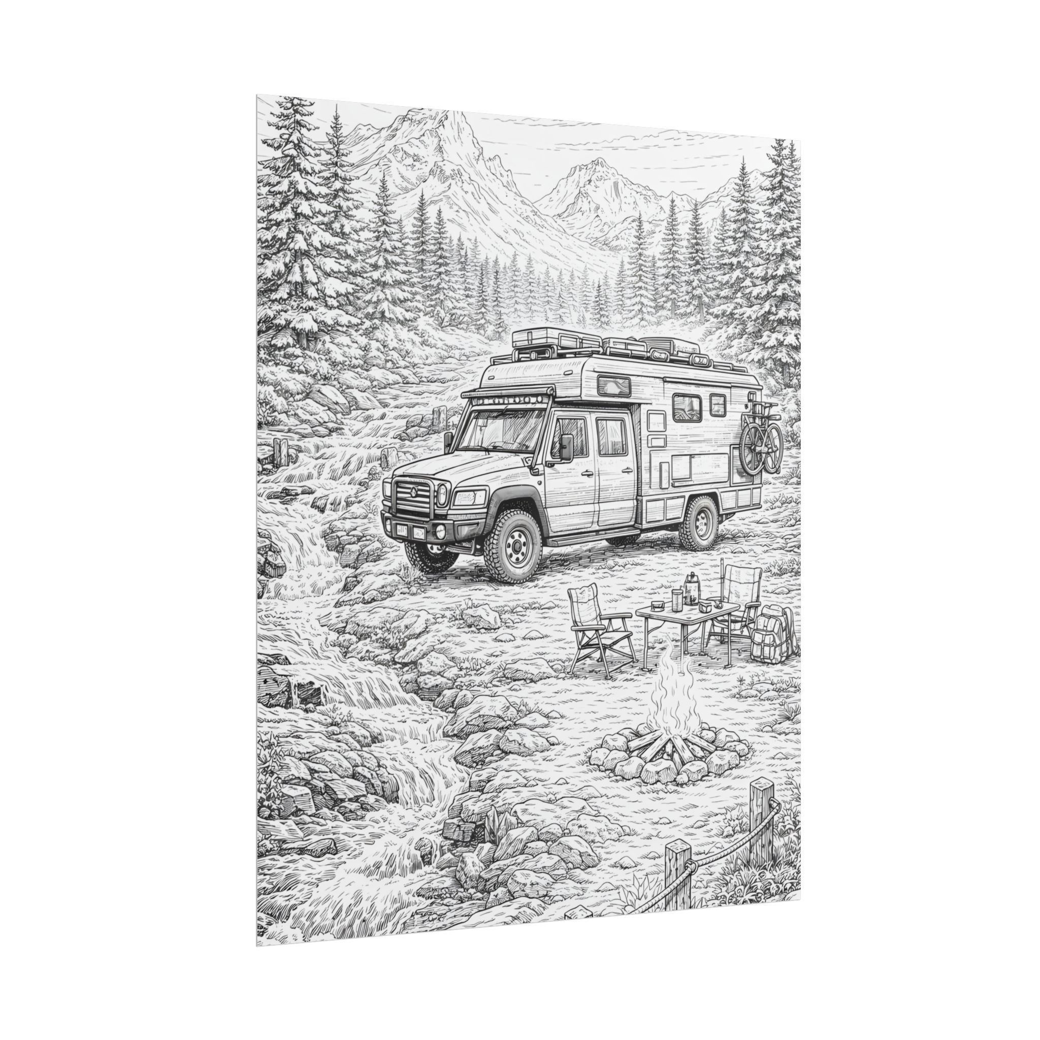 Campervan Poster — Vintage RV Camping Landscape Wall Art
