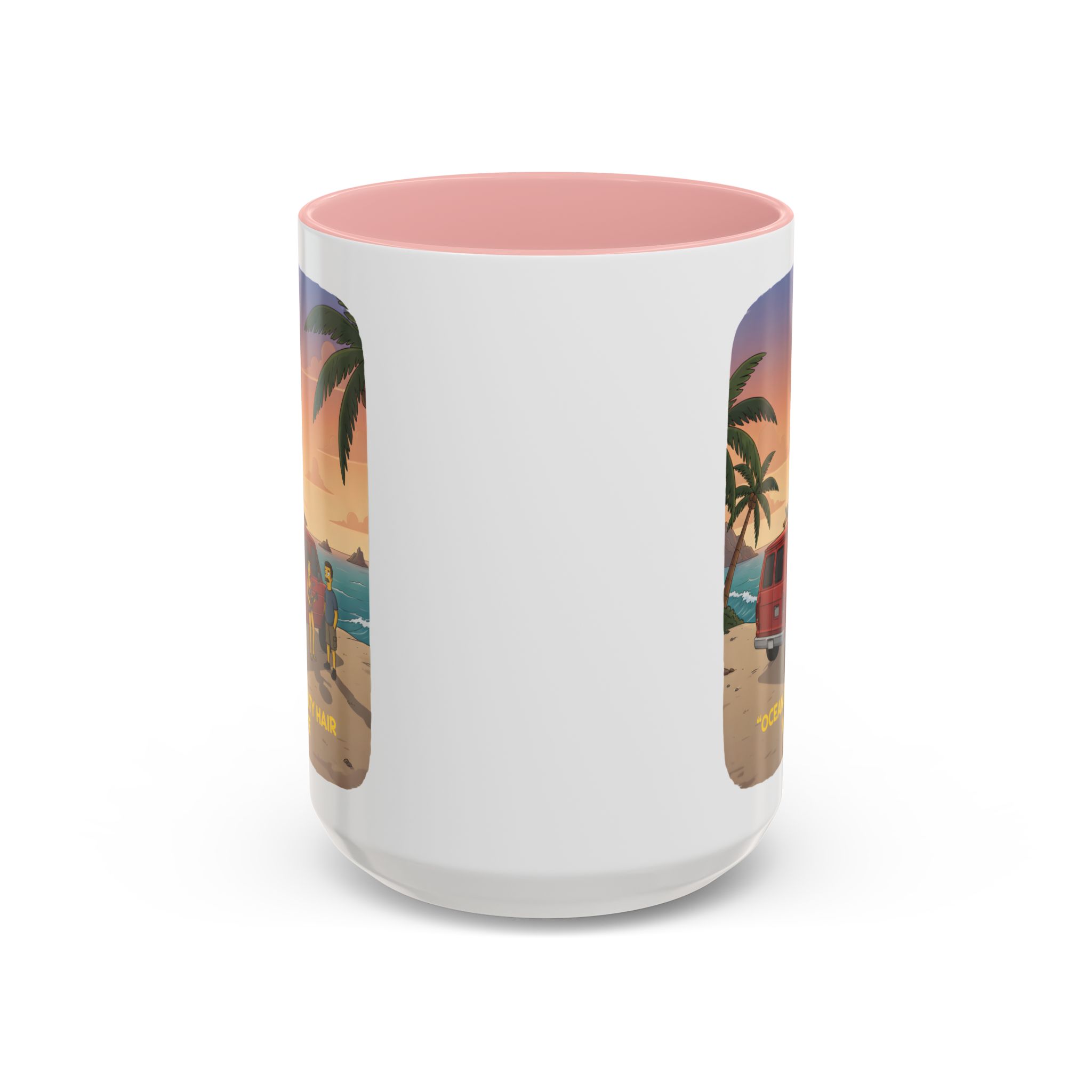 Accent Coffee Mug (11, 15oz) — "Ocean Air Salty Hair Van Life" Design Sitcom-Line