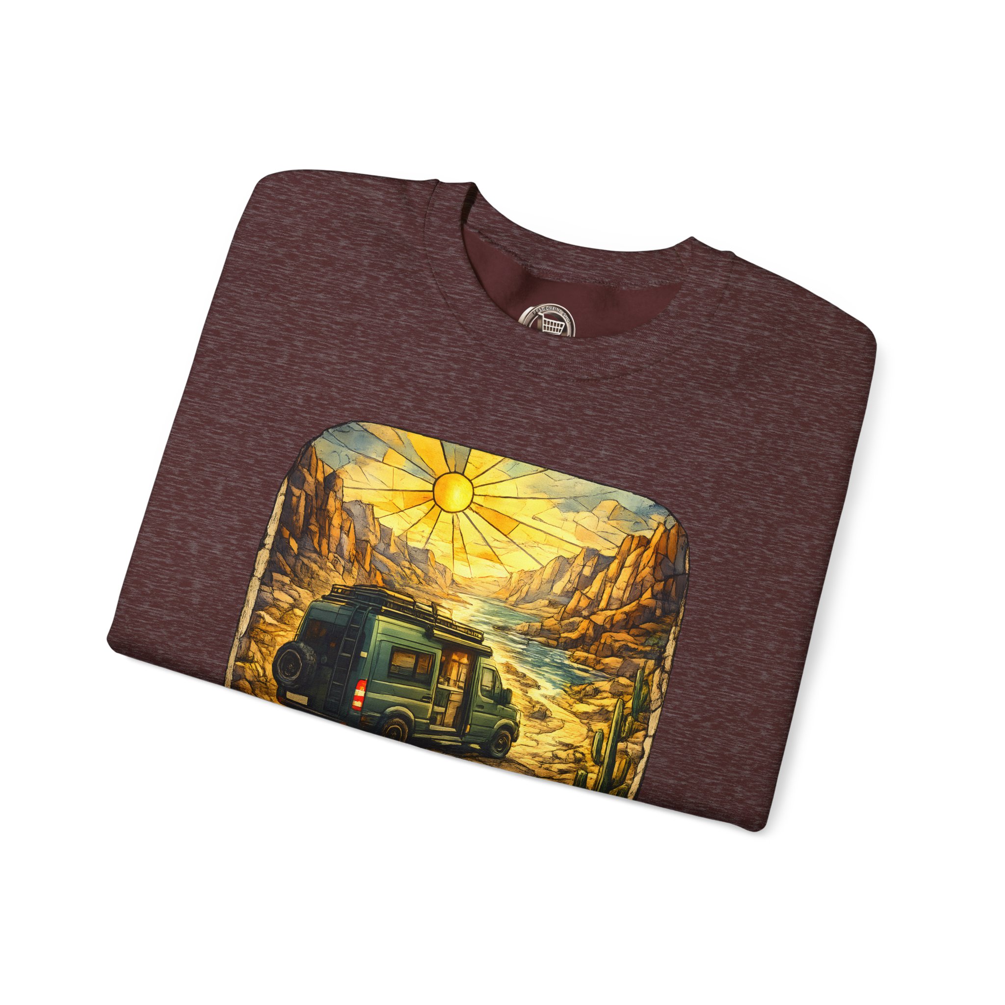 Unisex Heavy Blend™ Crewneck Sweatshirt — "Choose The Road Less Traveled" Design Cubic-Line