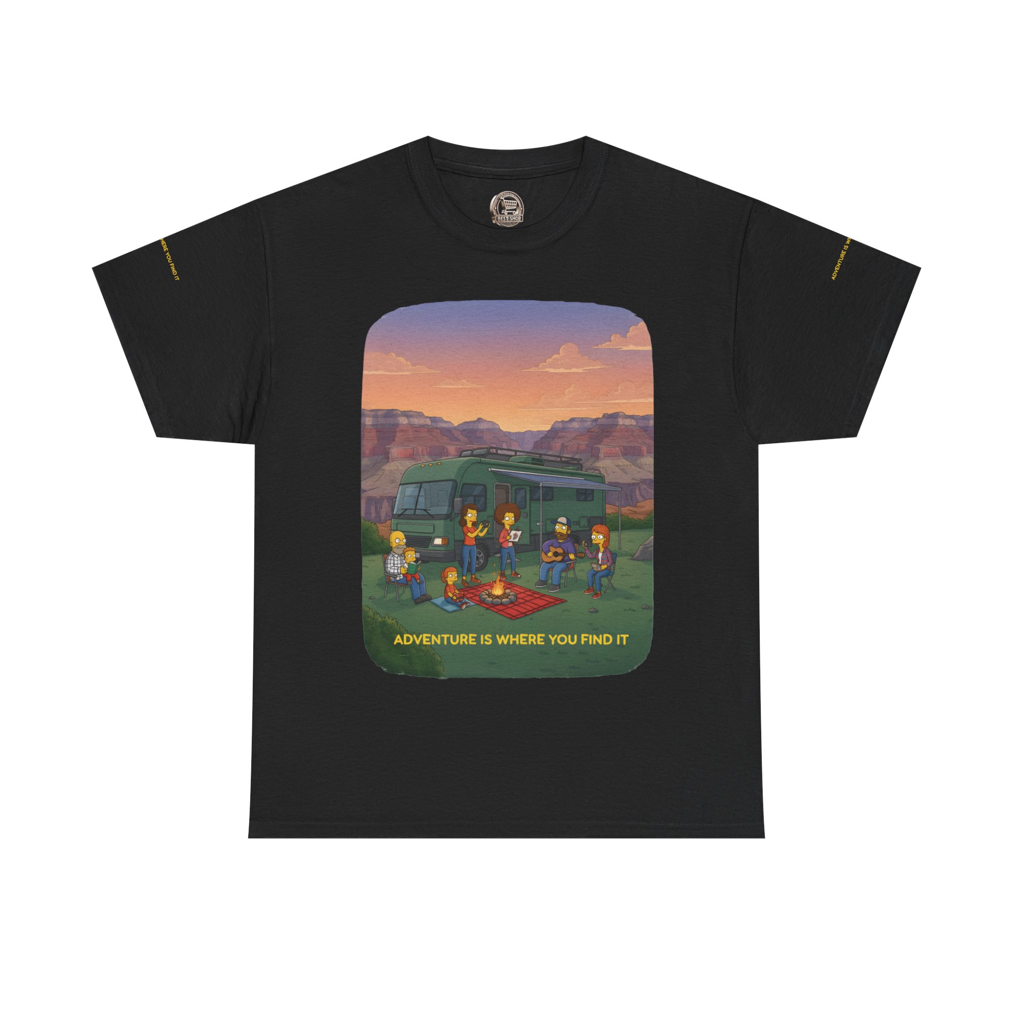 Unisex Heavy Cotton Tee — "Adventure Is Where You Find It" Design Sitcom-Line