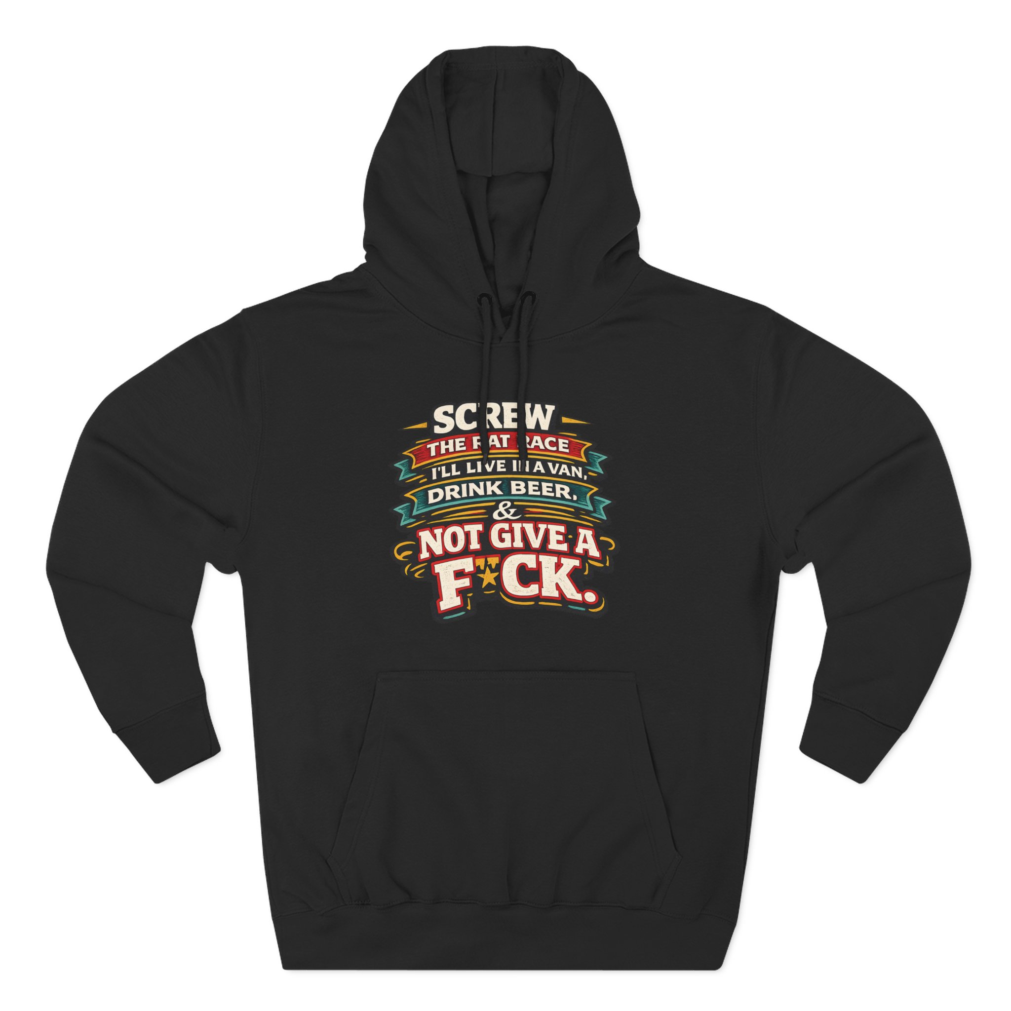 14134245501638551633_2048.jpeg Three-Panel Fleece Hoodie - "Screw The Rat Race" Design F**K-Line