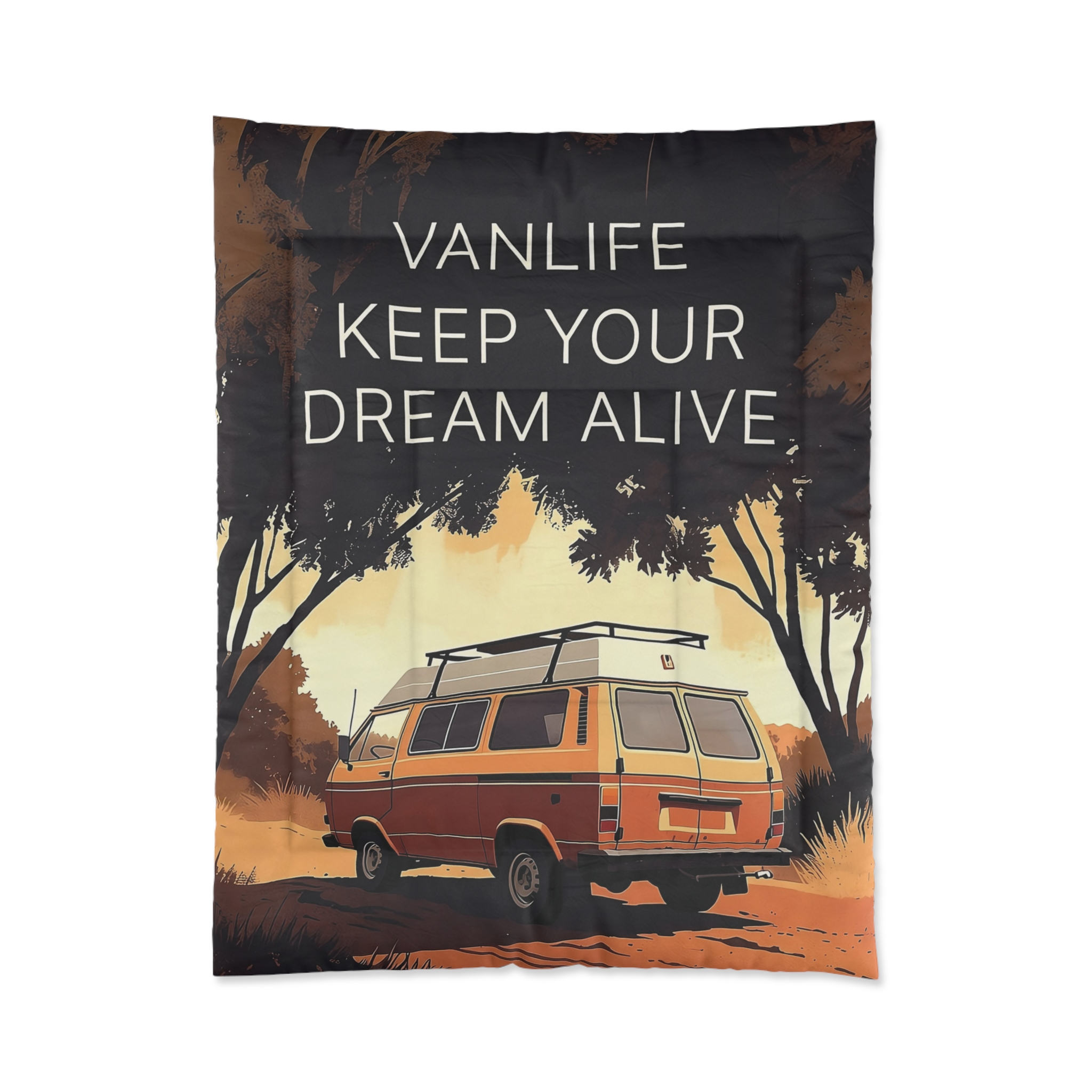 Comforter – “Vanlife Keep Your Dream Alive” Retro Camper Bedding