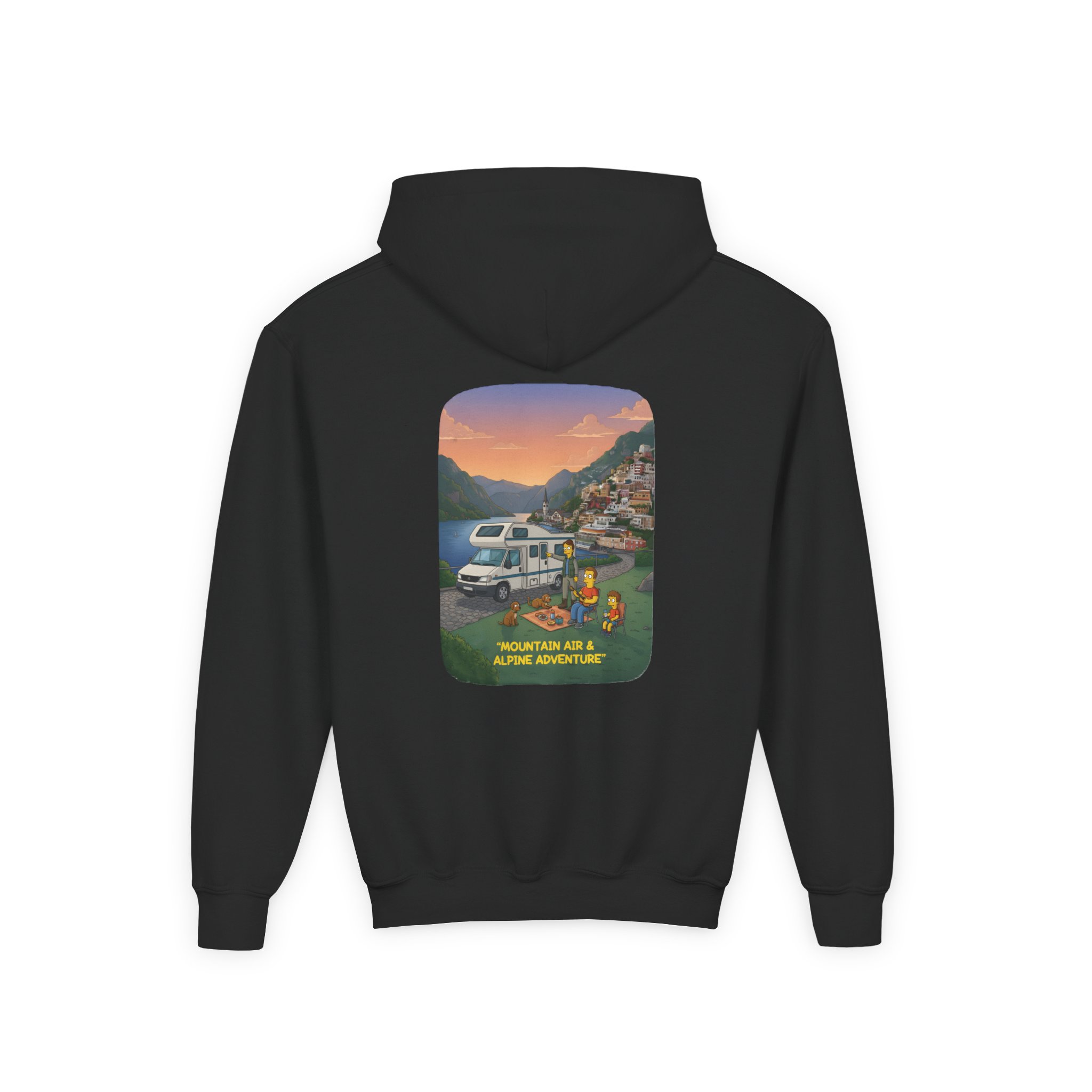 Youth Hoodie(Gildan) – "Mountain Air-Alpine Adventure" (Design Sitcom-Line)