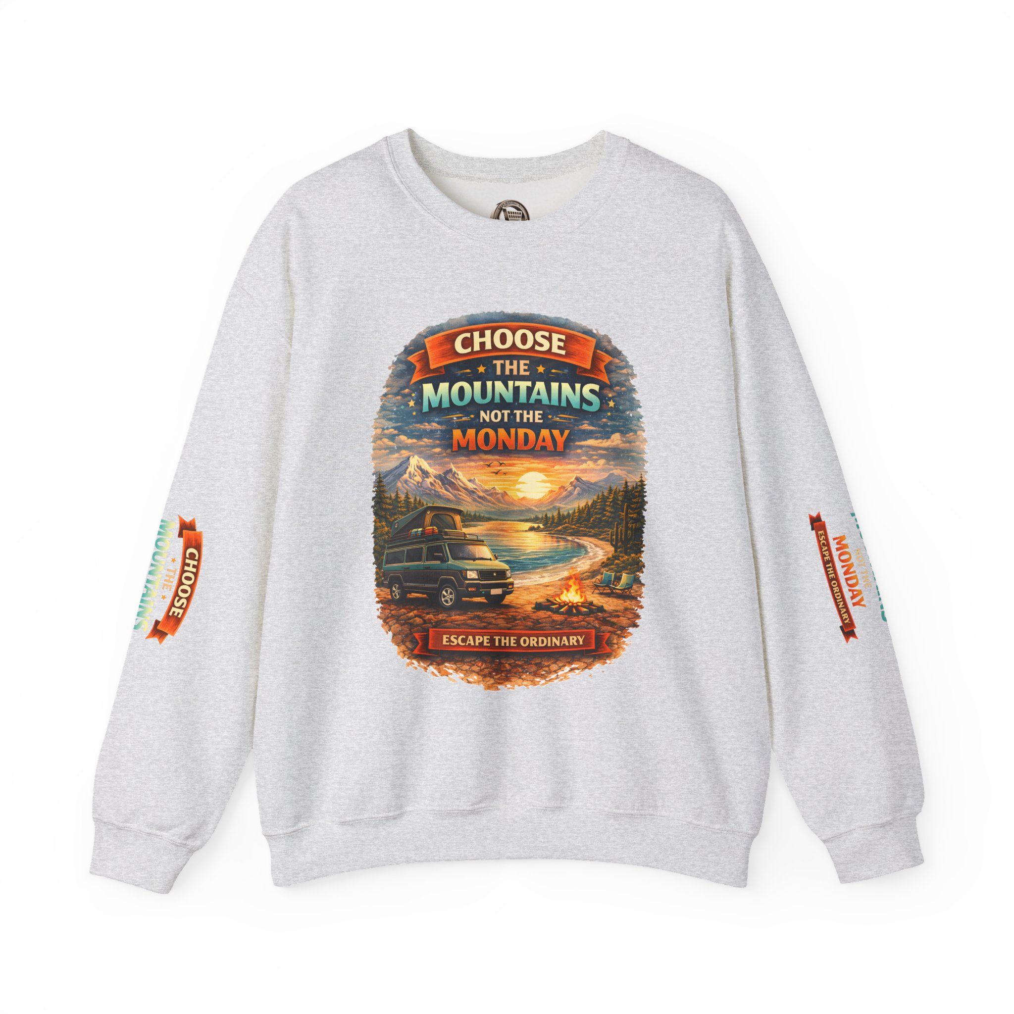 Unisex Heavy Blend™ Crewneck Sweatshirt — "Choose The Mountens" Design Scenic-Line