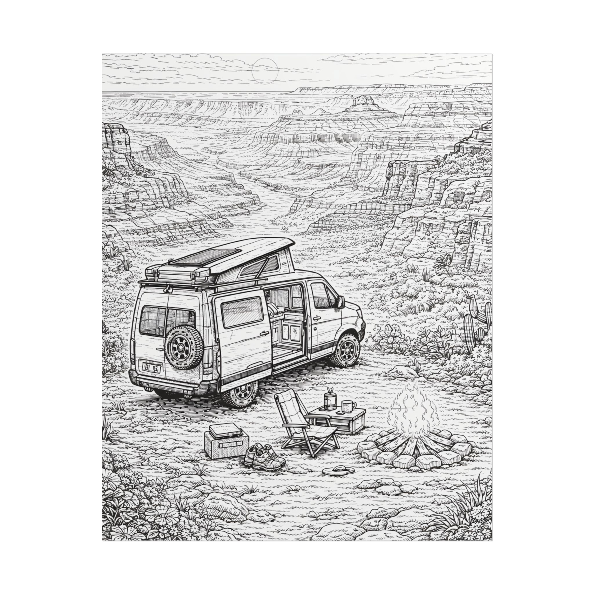 Campervan Poster — Vintage RV Camping Landscape Wall Art