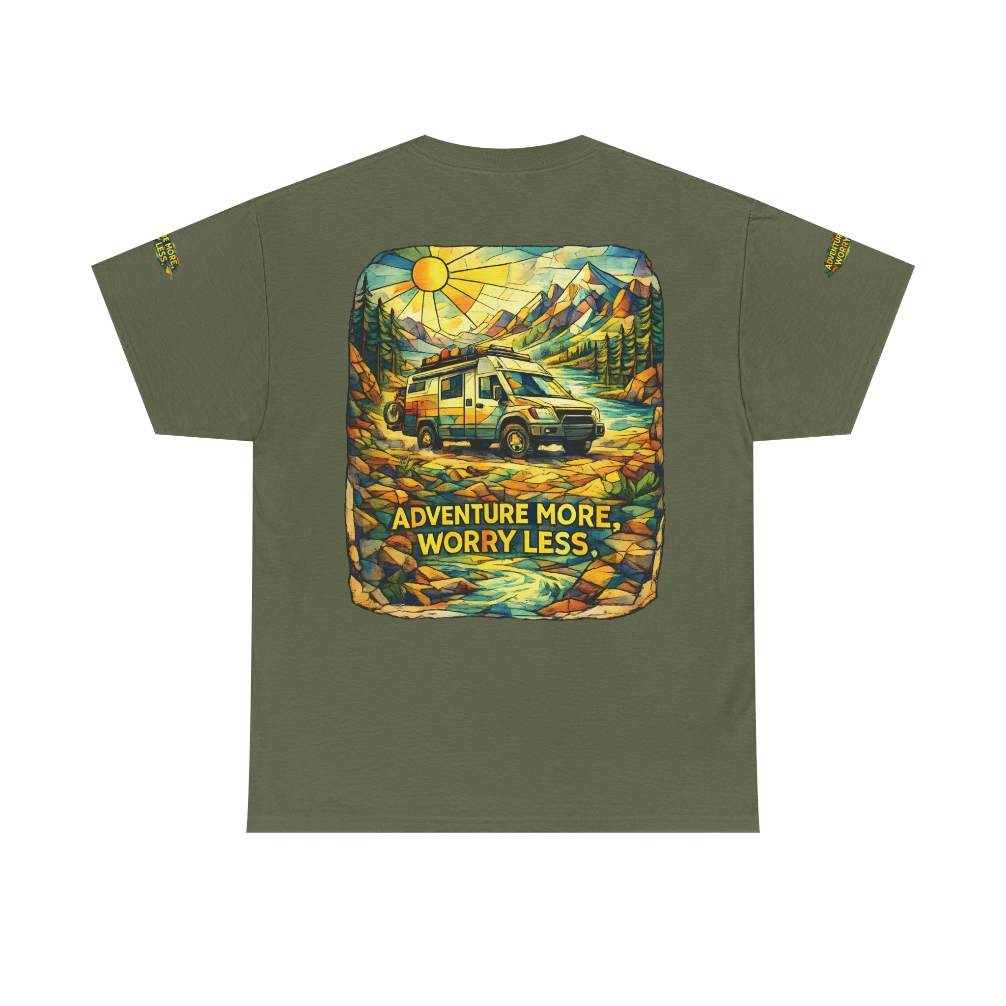 14138252018596860571_2048.jpeg Unisex Heavy Cotton Tee — "Adventure More Worry Less" Design Cubic-Line