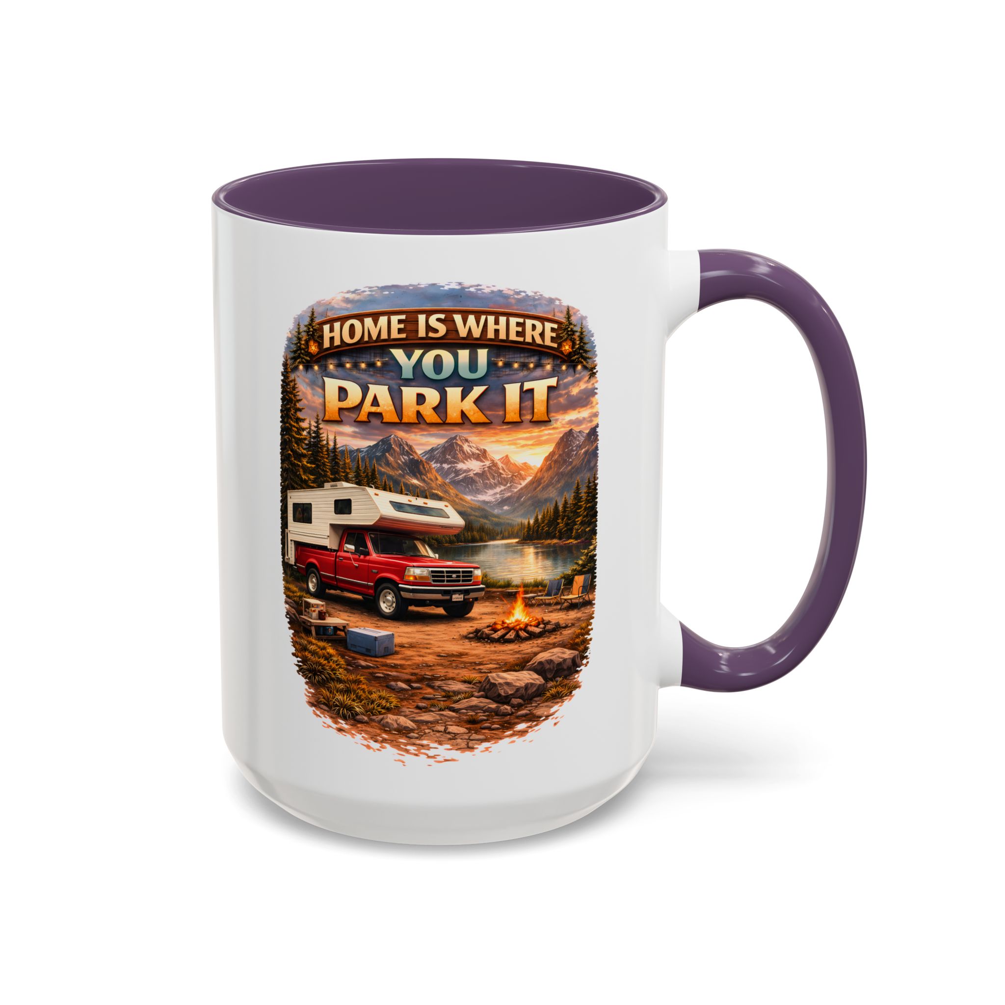 Accent Coffee Mug (11, 15oz) — "Home Is Where You Park It" Design Scenic-Line