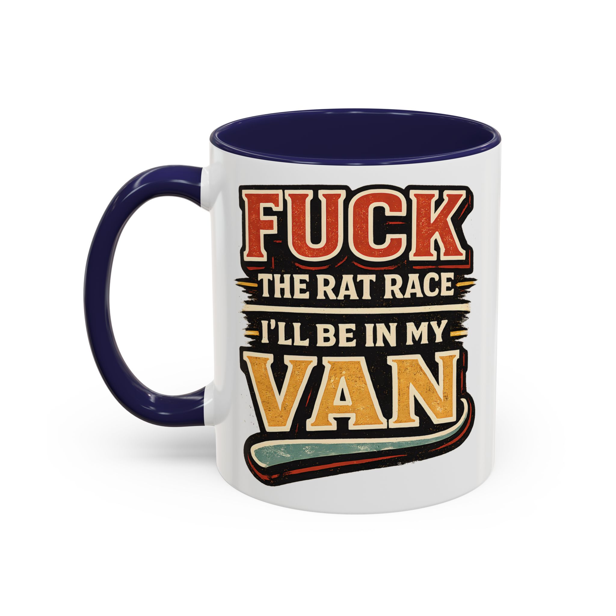 Accent Coffee Mug (11, 15oz) — "Fuck The Rat Race" Design F**K-Line