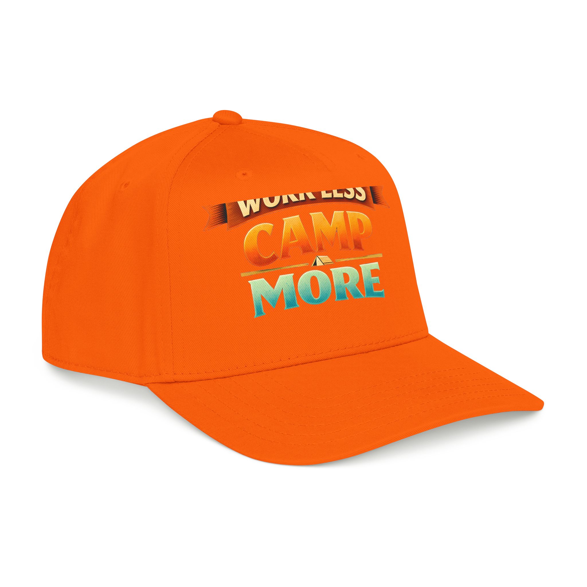 Baseball Cap - "Work Less-Camp More" Design Scenic-Line