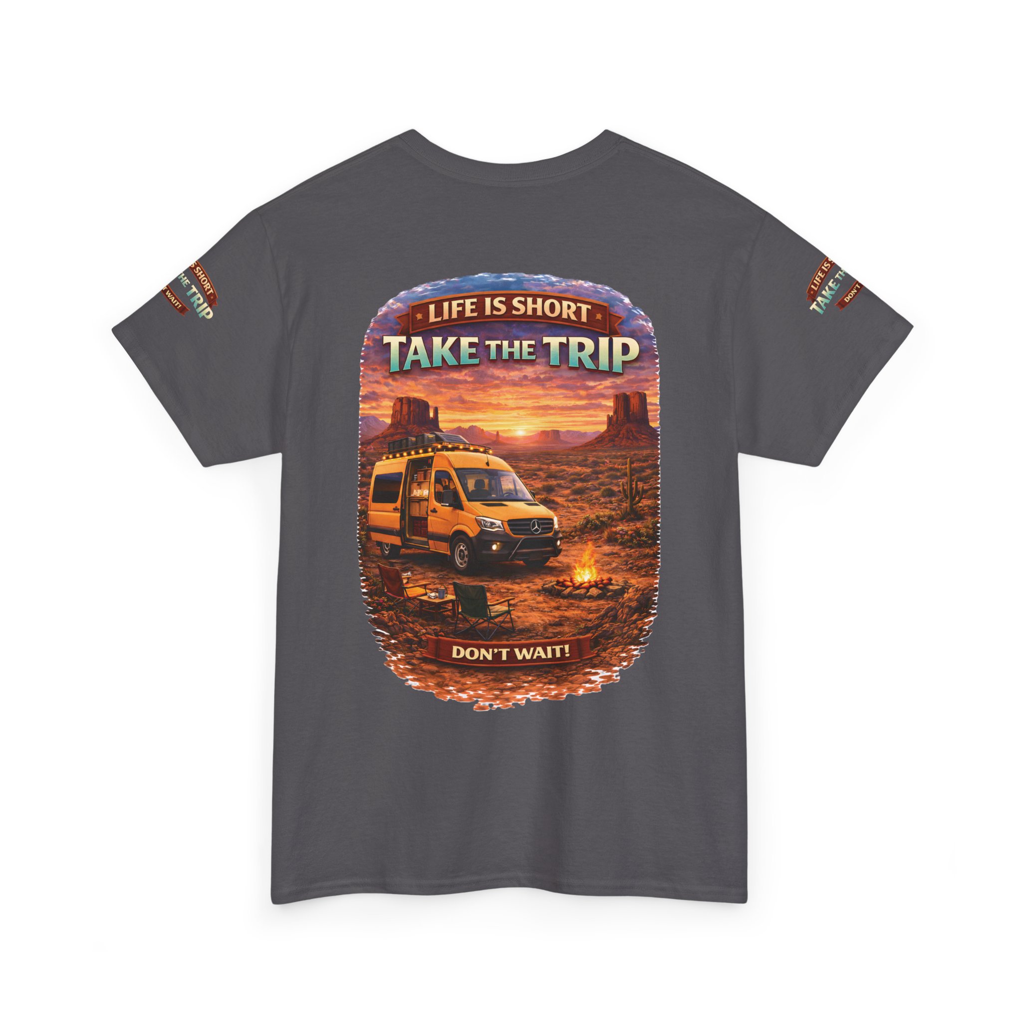 Unisex Heavy Cotton Tee — "Life Is To Short-Take The Trip" Design Scenic-Line