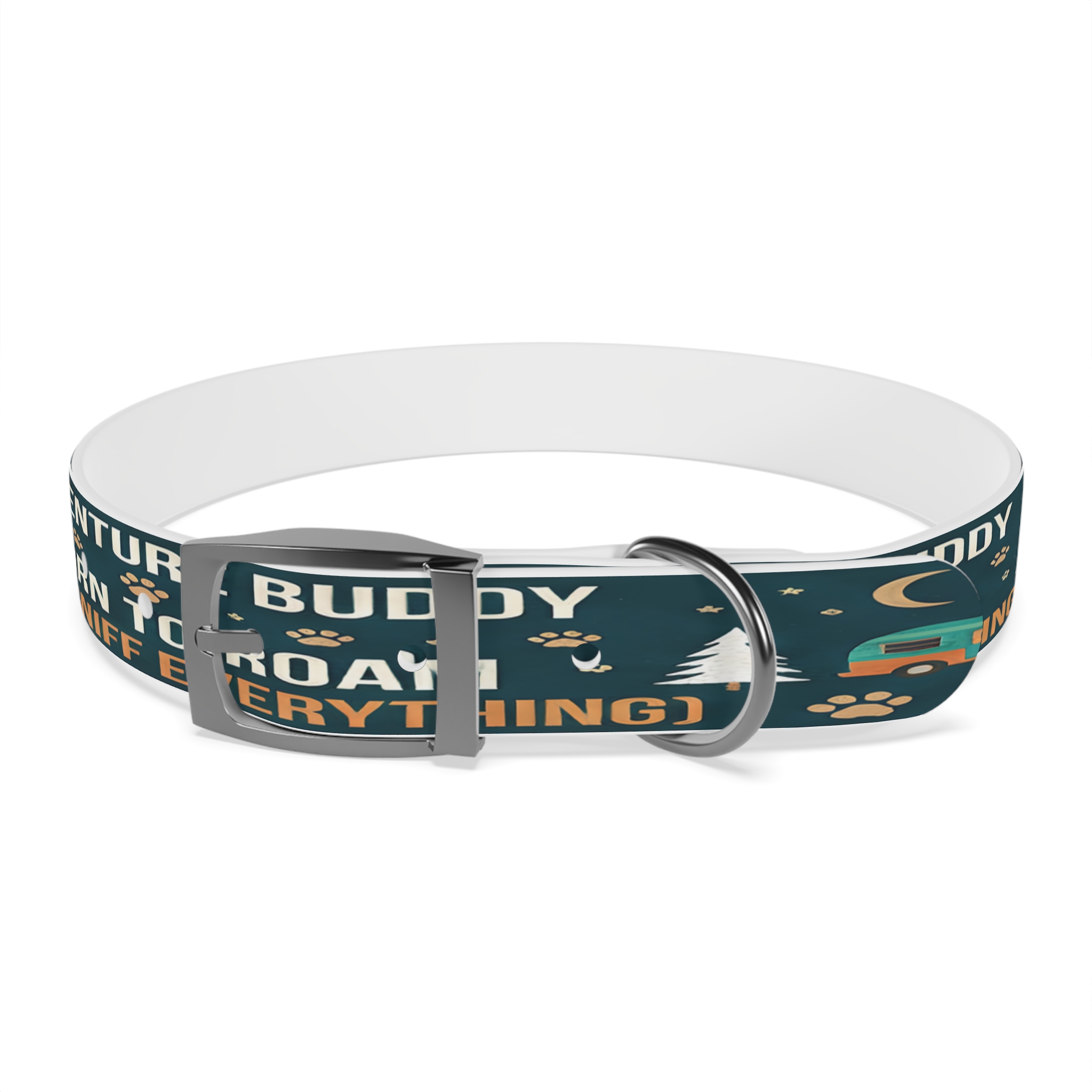 14165176091379360442_4096.jpeg Dog Collar — 'Born to Roam (and Sniff Everything)' Outdoor Pet Collar