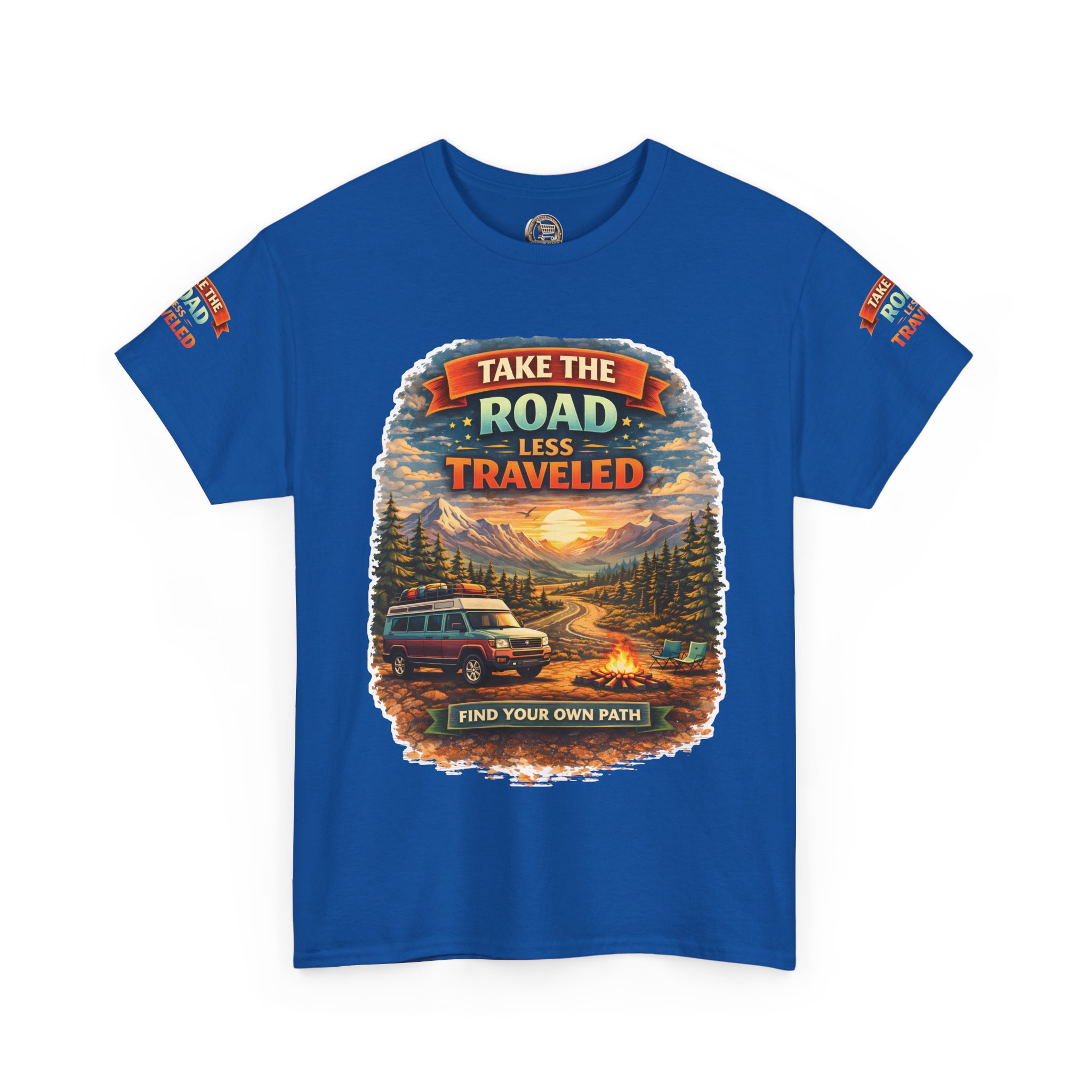 Unisex Heavy Cotton Tee — "Take The Road Less Traveled" Design Scenic-Line
