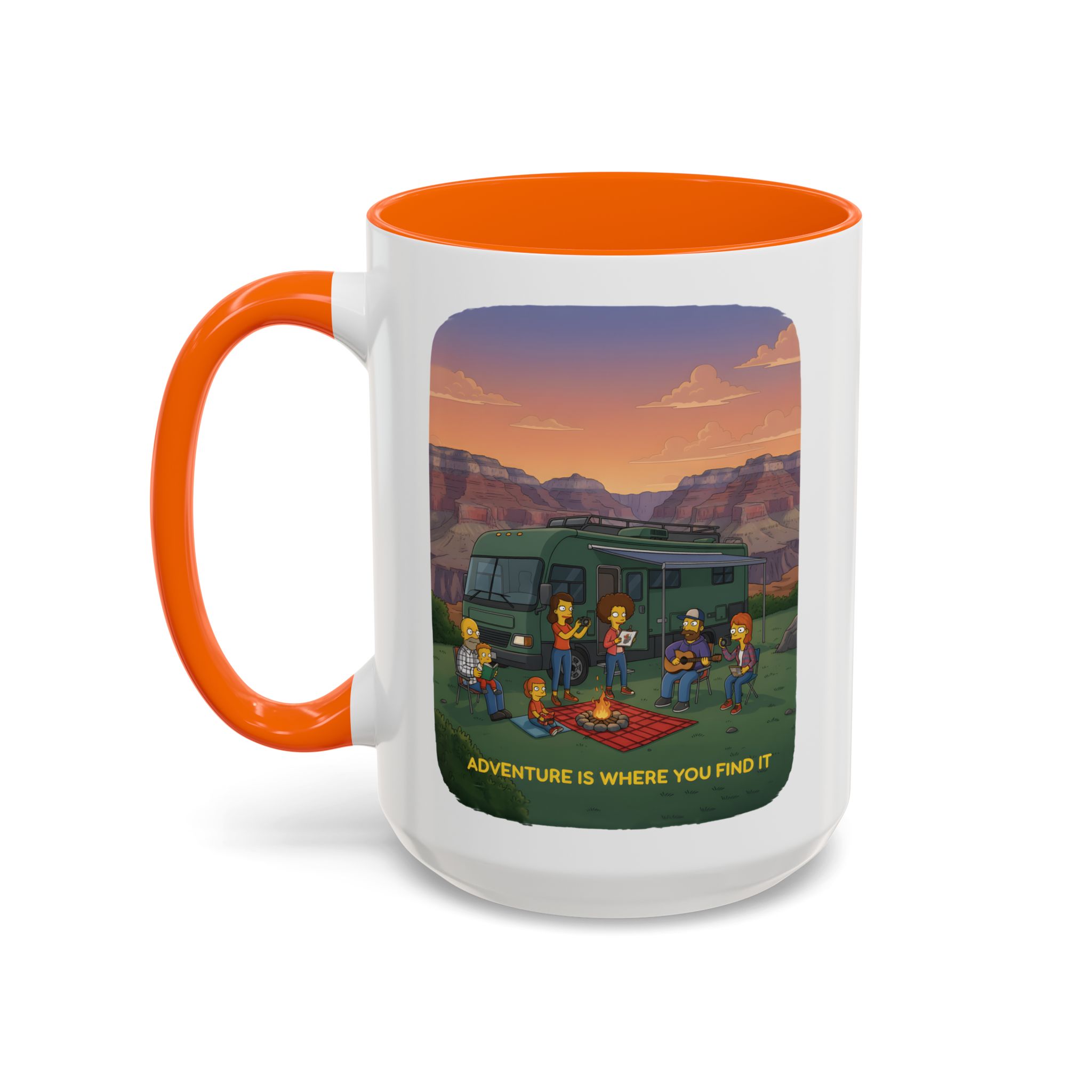 Accent Coffee Mug (11, 15oz) — "Adventure Is Where You Find It" Design Sitcom-Line