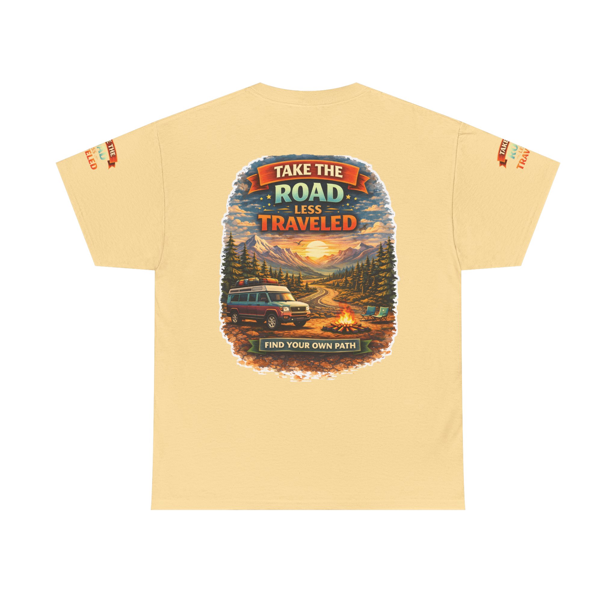 Unisex Heavy Cotton Tee — "Take The Road Less Traveled" Design Scenic-Line