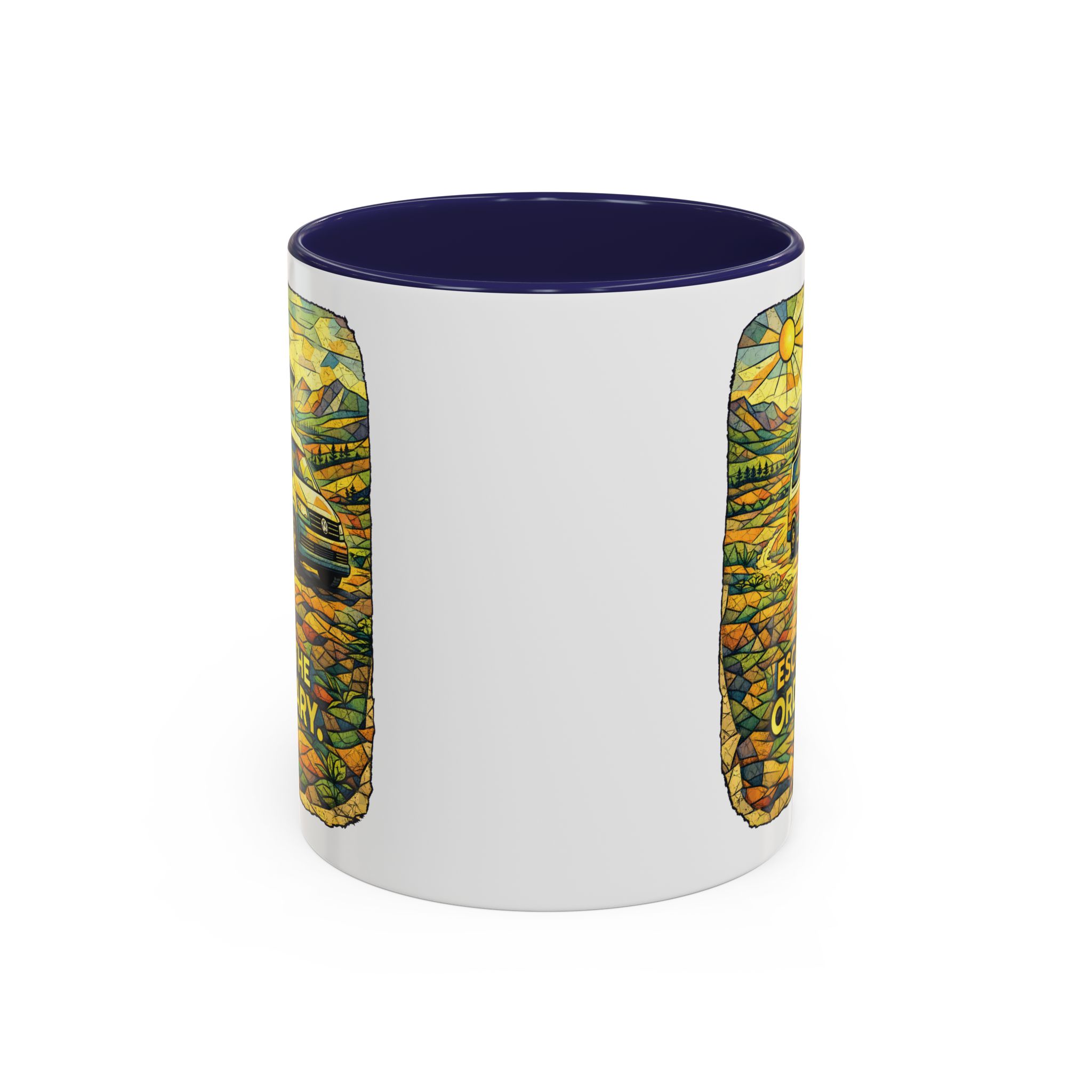 Accent Coffee Mug (11, 15oz) — "Escape The Ordinary" Design Cubic-Line