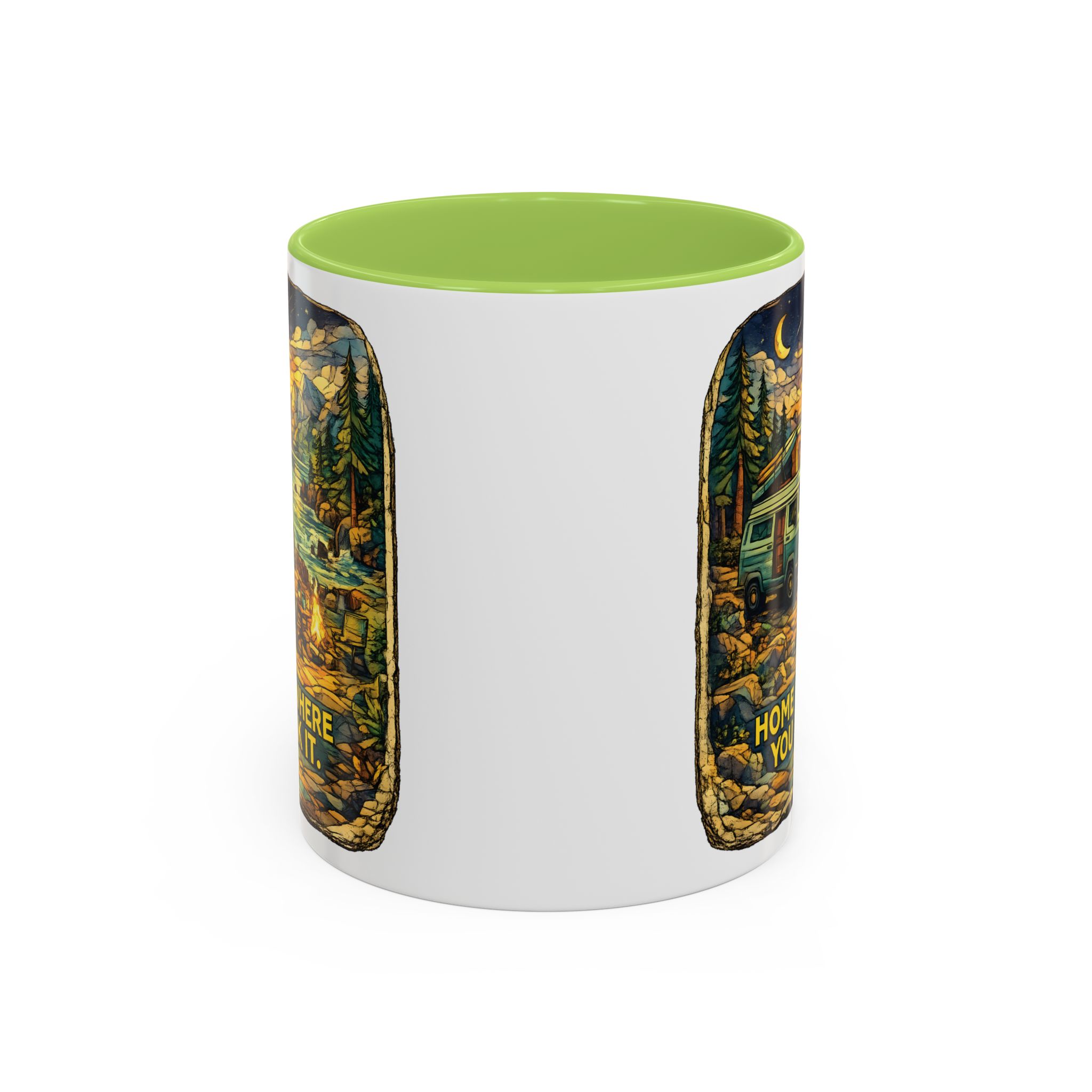 Accent Coffee Mug (11, 15oz) — "Home Is Where You Park It" Design Cubic-Line